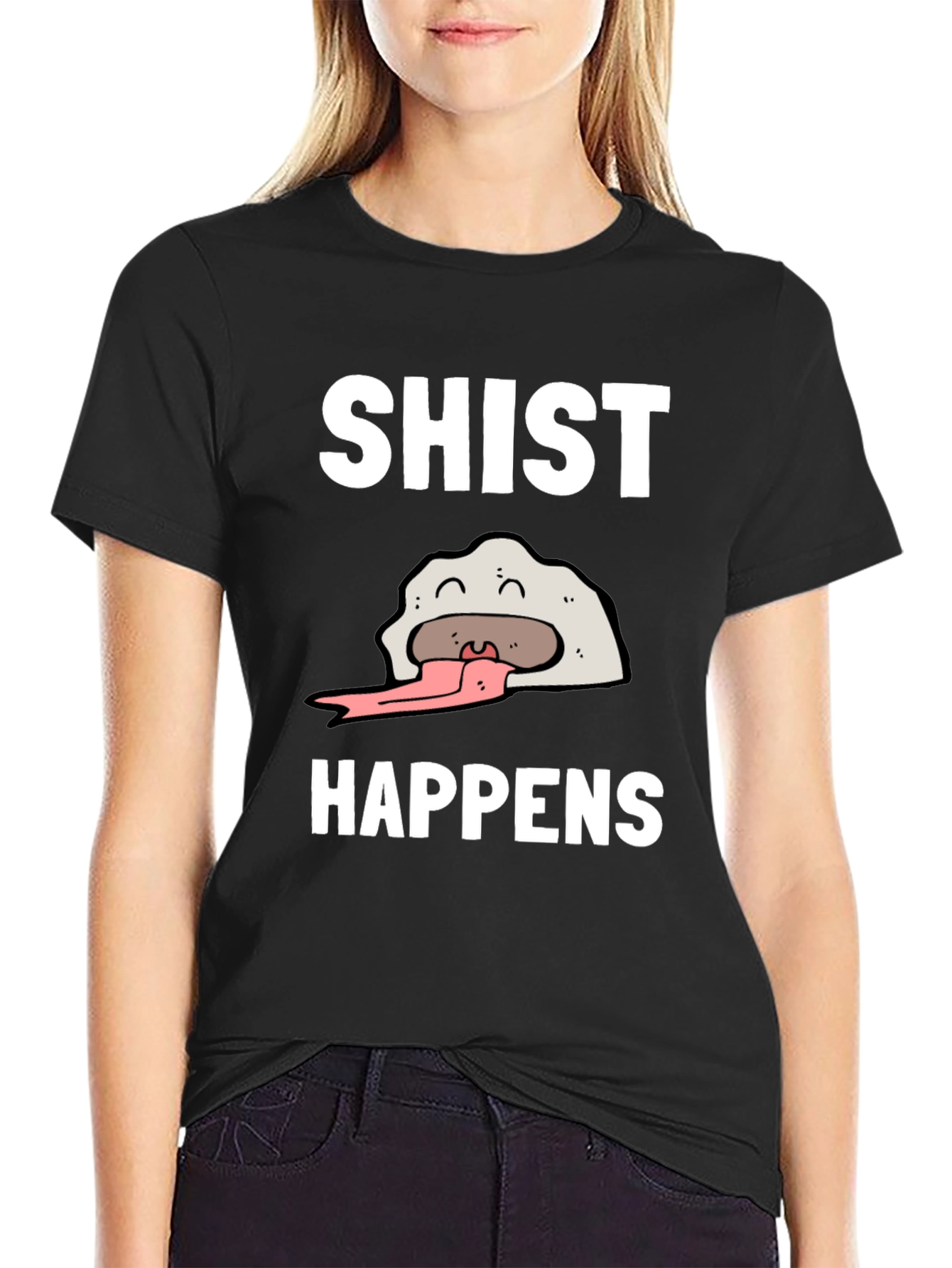 Black Shist Happens Graphic T-Shirt - Funny Dumpling Tee view 2