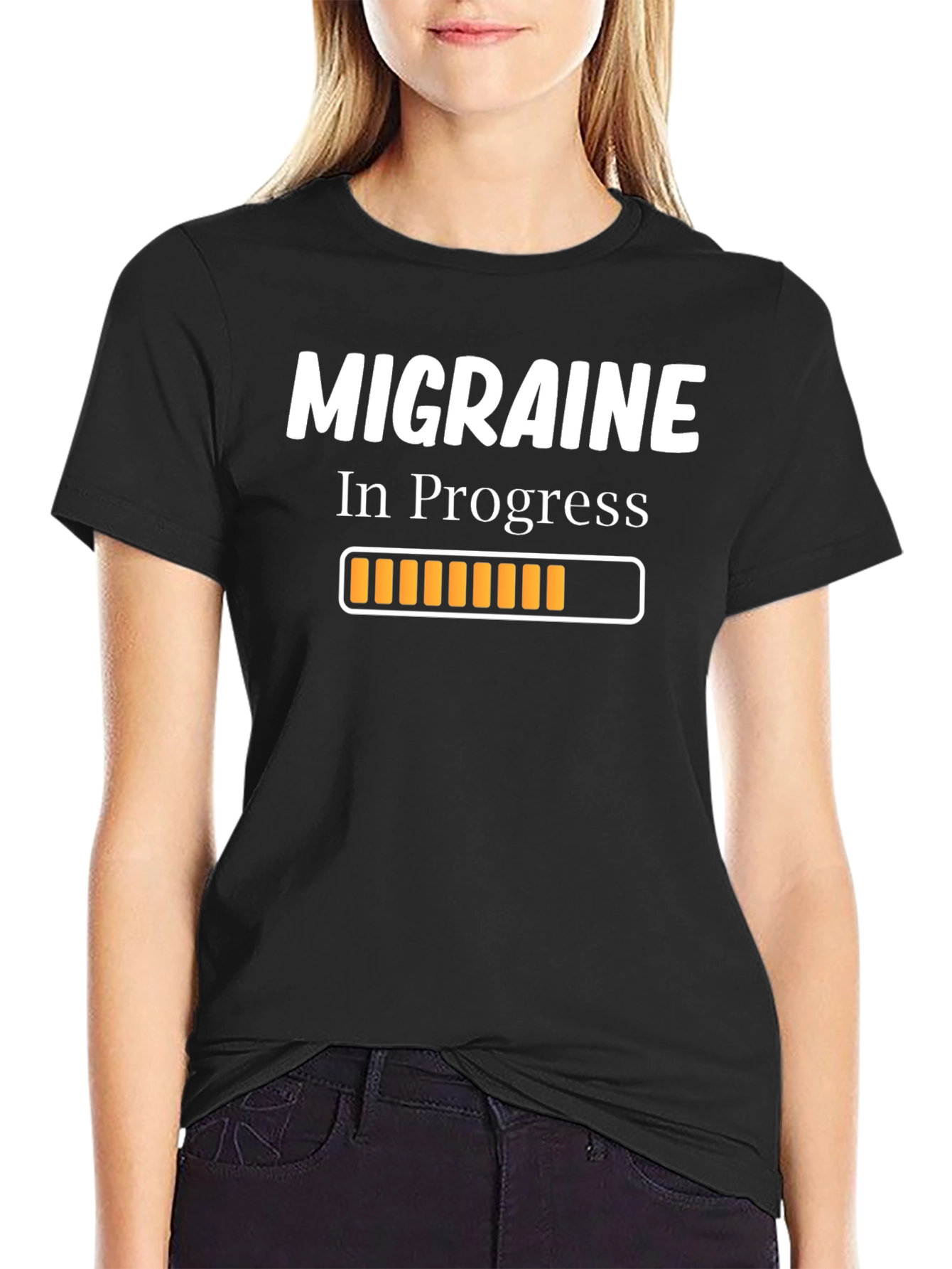 Black Migraine In Progress Funny T-Shirt view 2