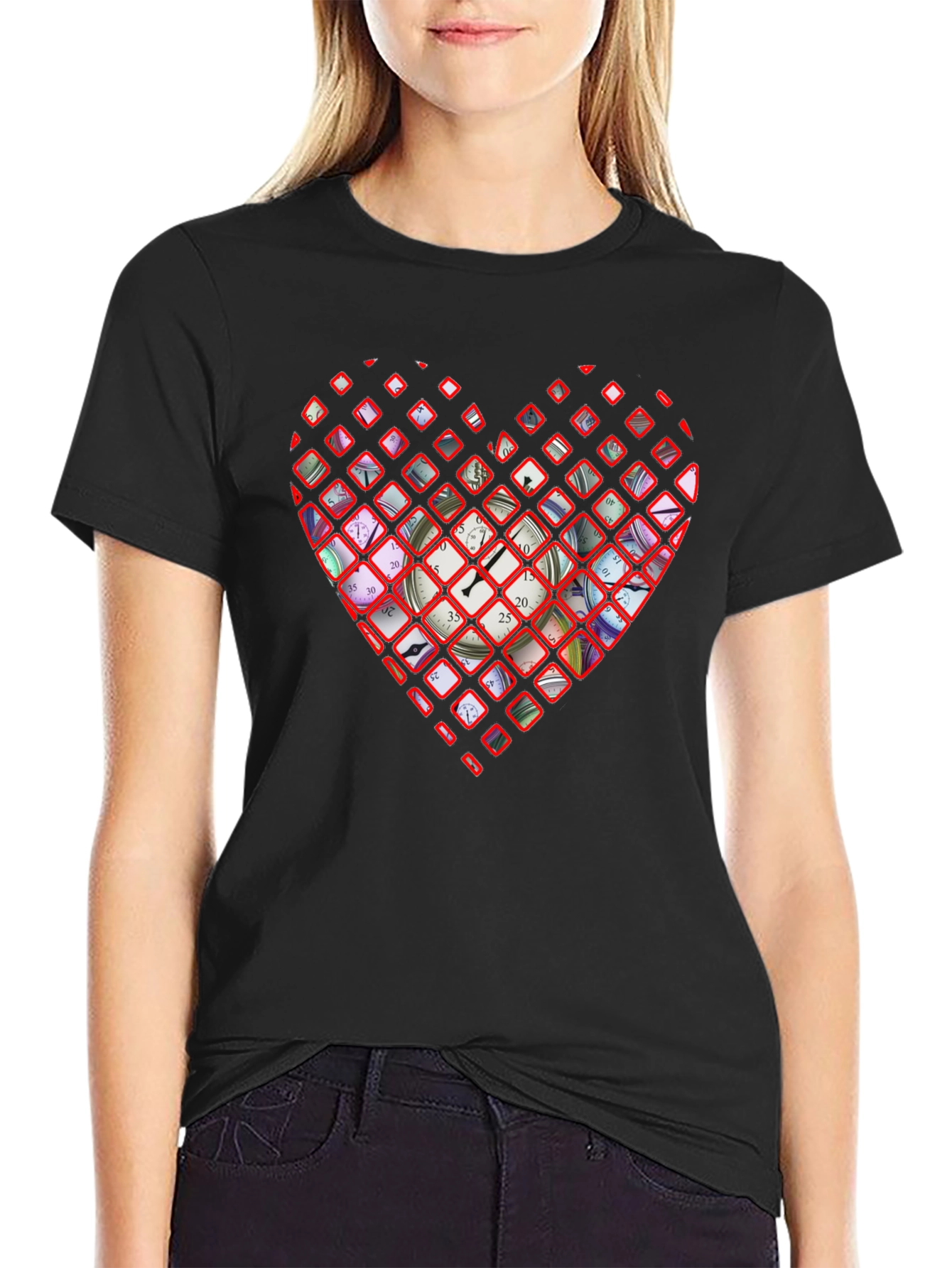 Black Time Heart Graphic Tee - Stylish Men's T-Shirt view 2