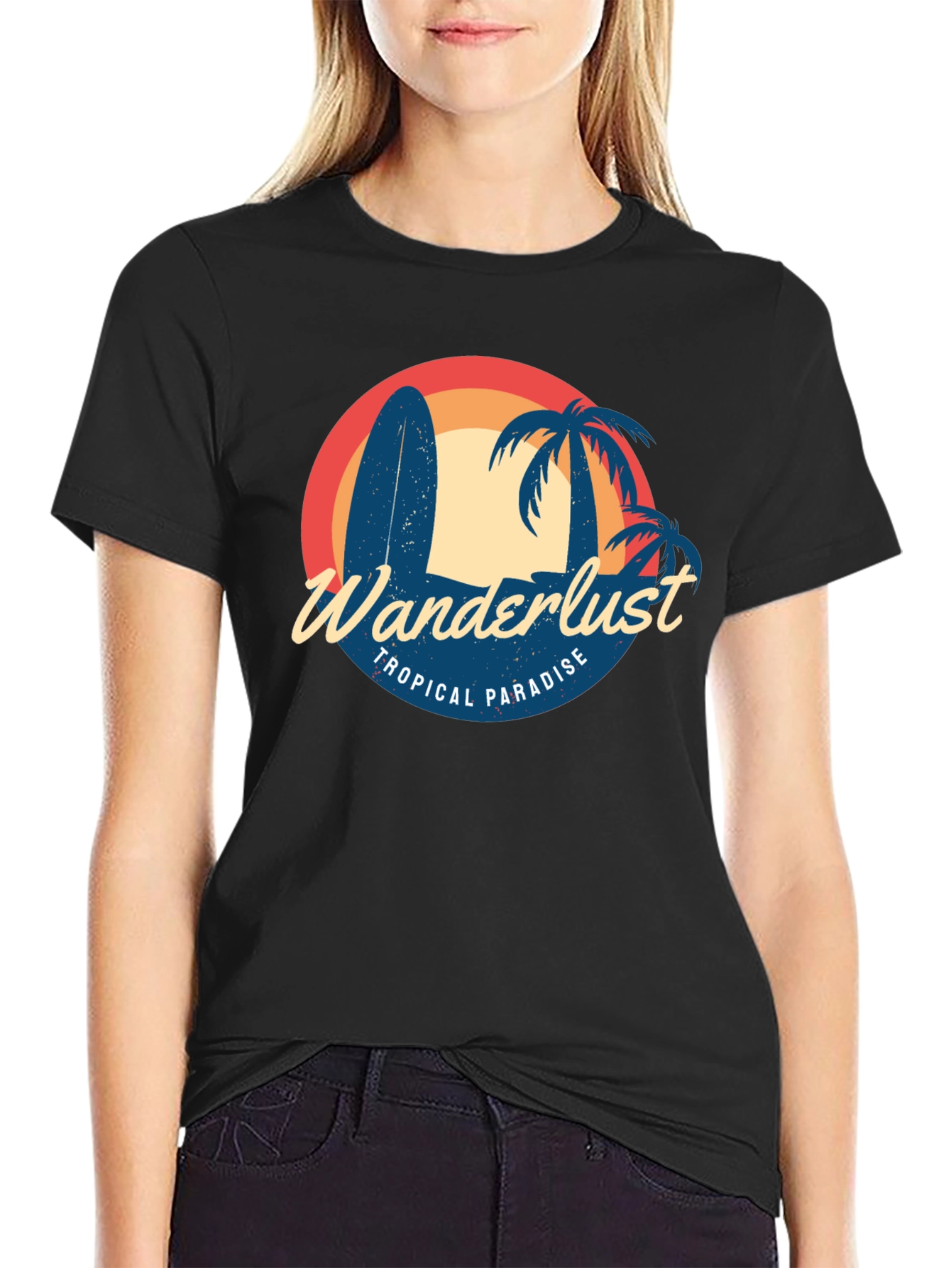 Black Wanderlust Tropical Paradise Graphic Tee view 2