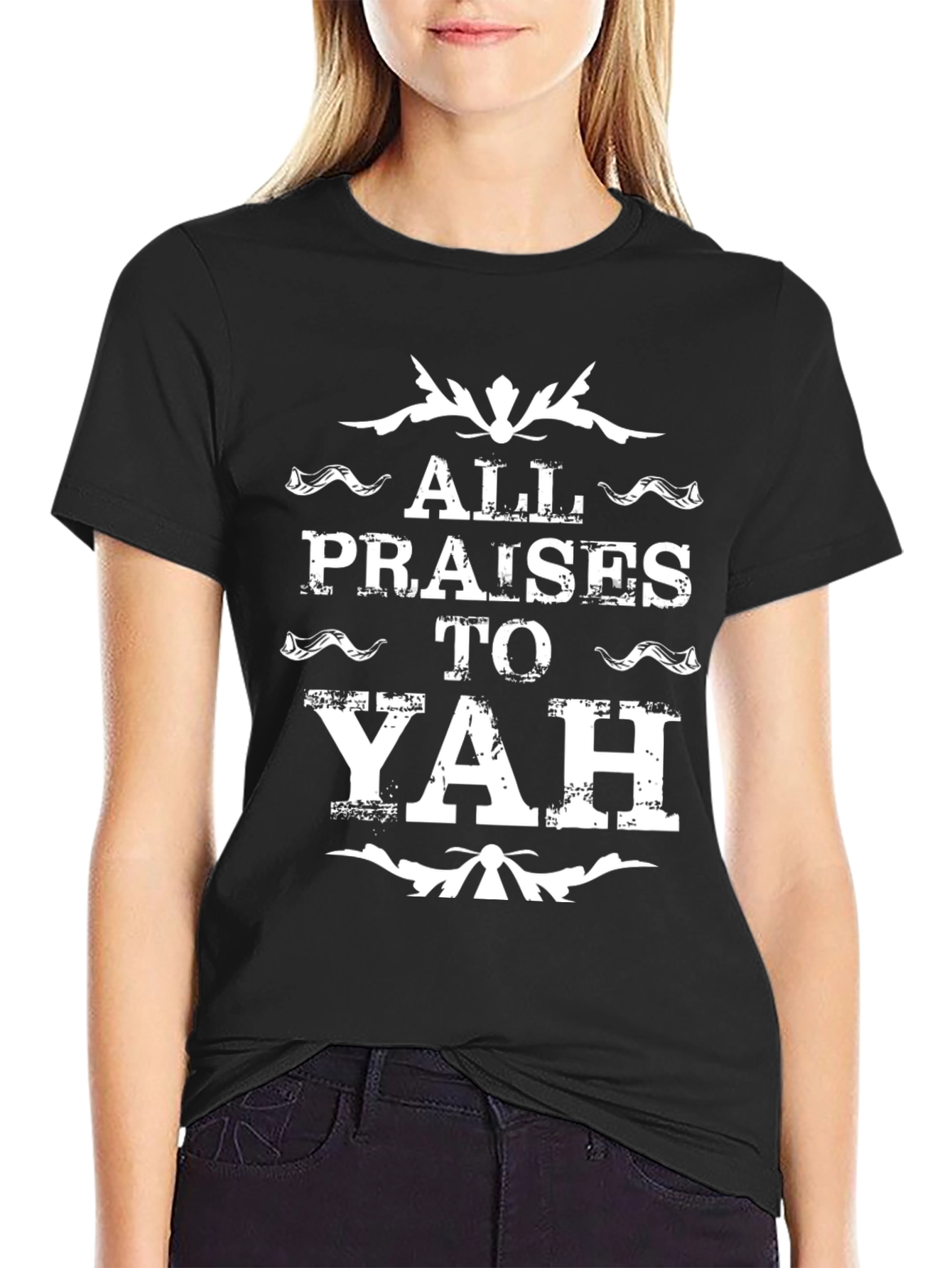 Black All Praises to Yah Black Graphic Tee view 2