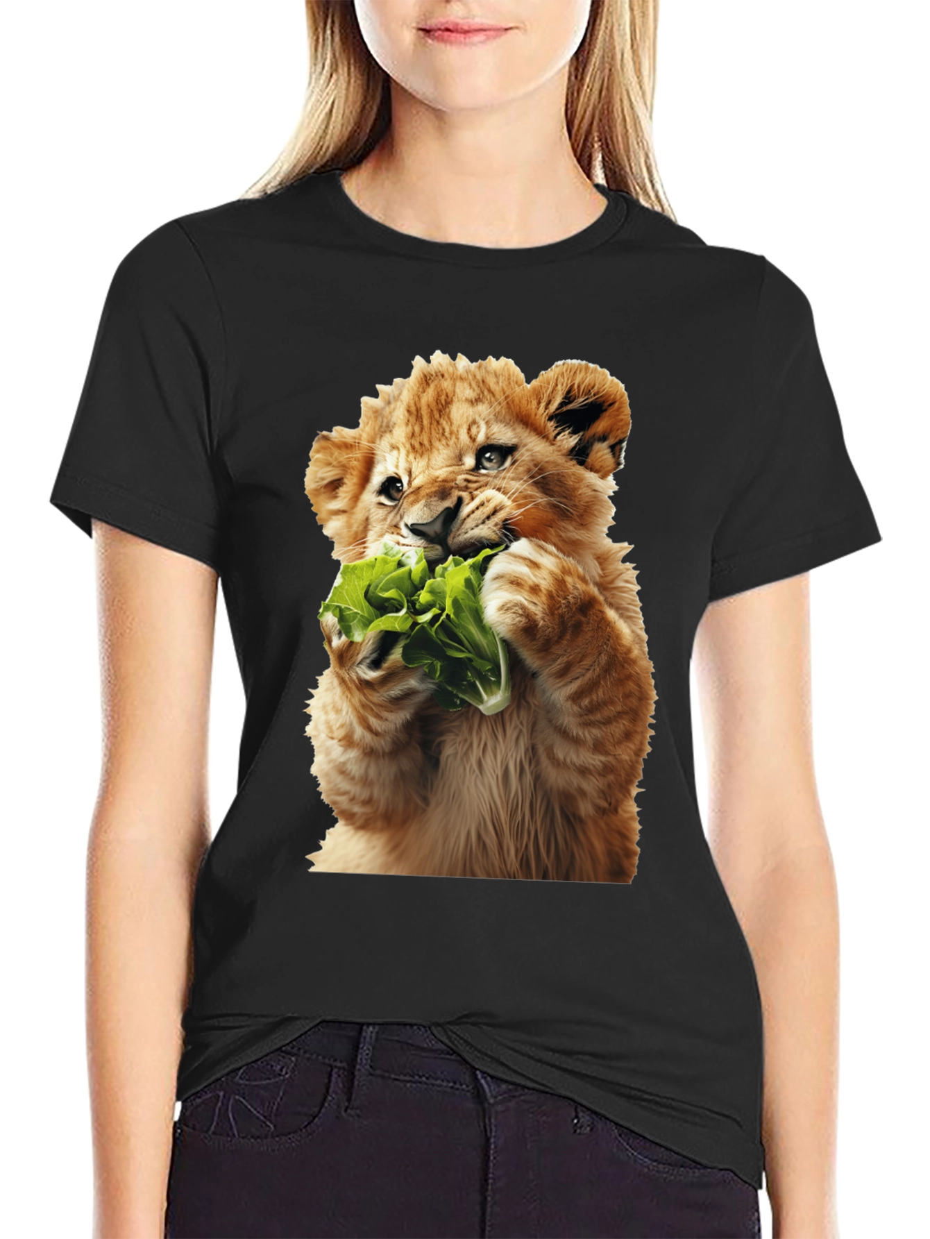 Black Lion Cub Lettuce Graphic Tee view 2