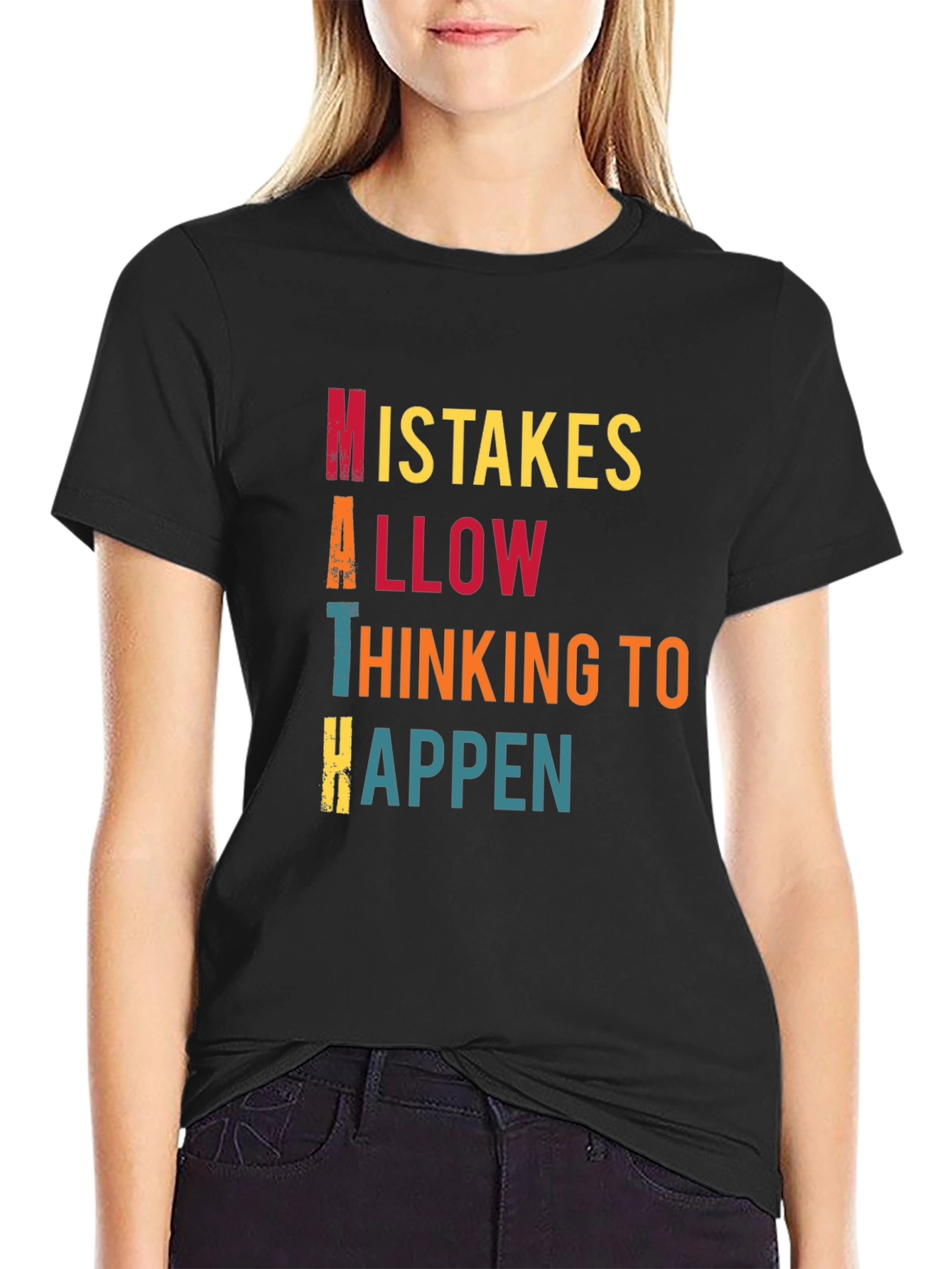 Black Math Mistakes T-Shirt, Thinking to Happen view 2