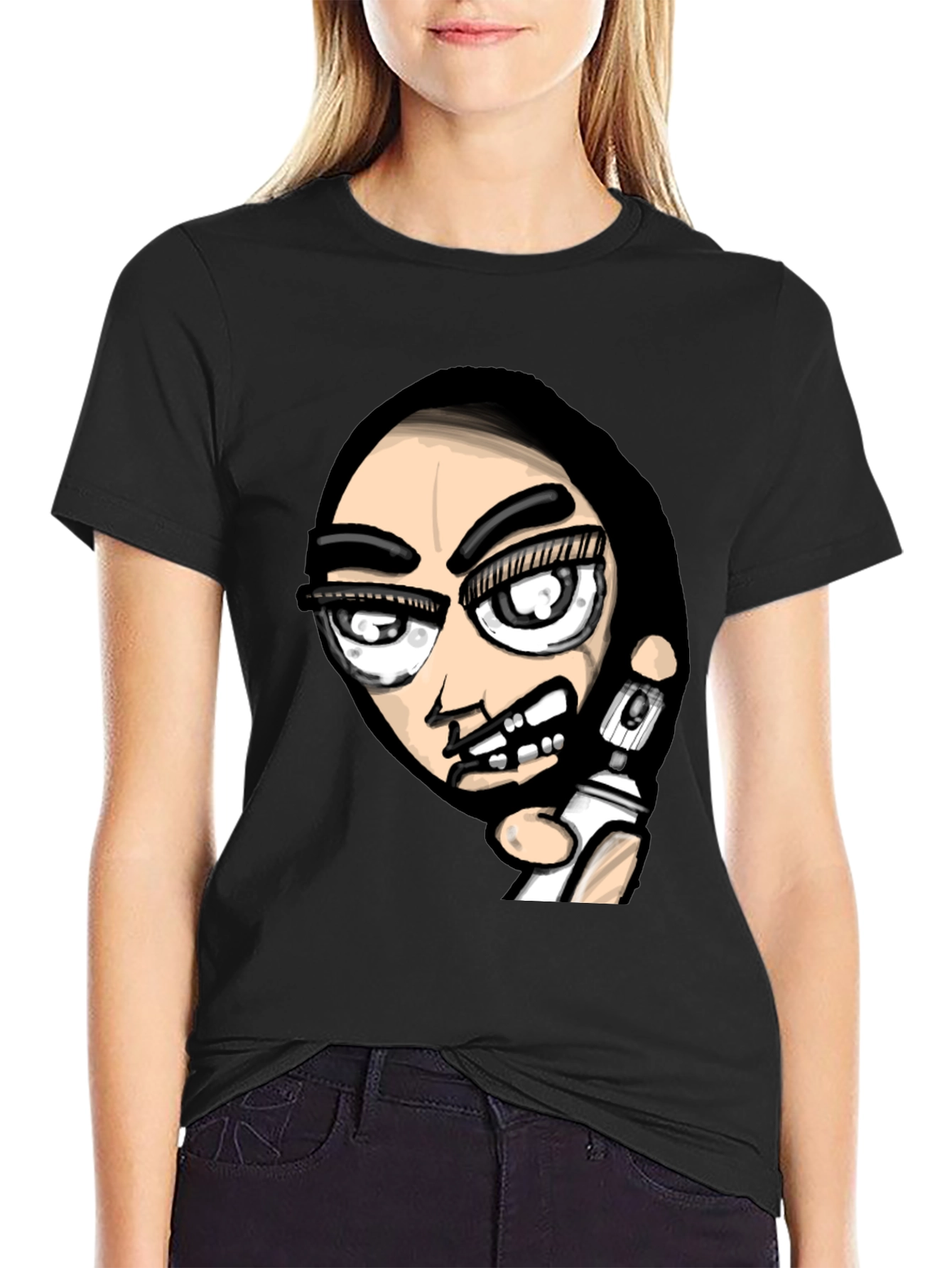Black Edgy Graffiti Artist Graphic Black T-Shirt view 2