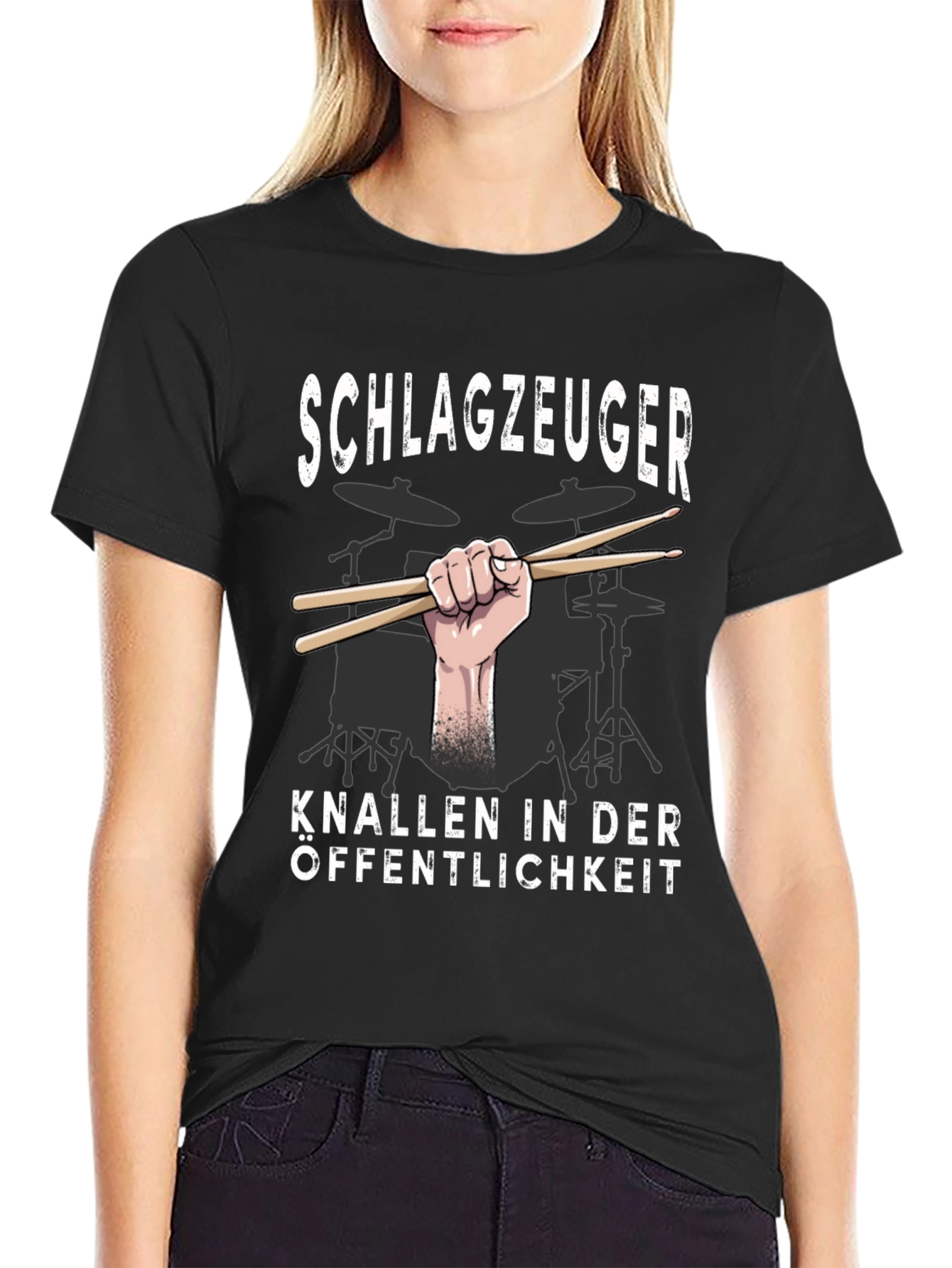 Black Drummer Shirt - Schlagzeuger Knallen In Der Offentlichkeit Tee view 2