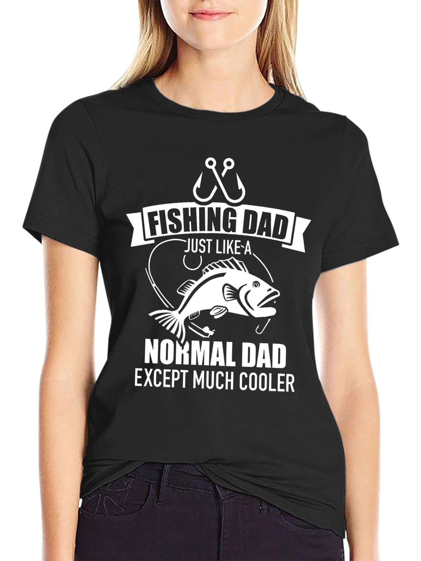 Black Fishing Dad T-Shirt: Normal Dad Except Much Cooler view 2