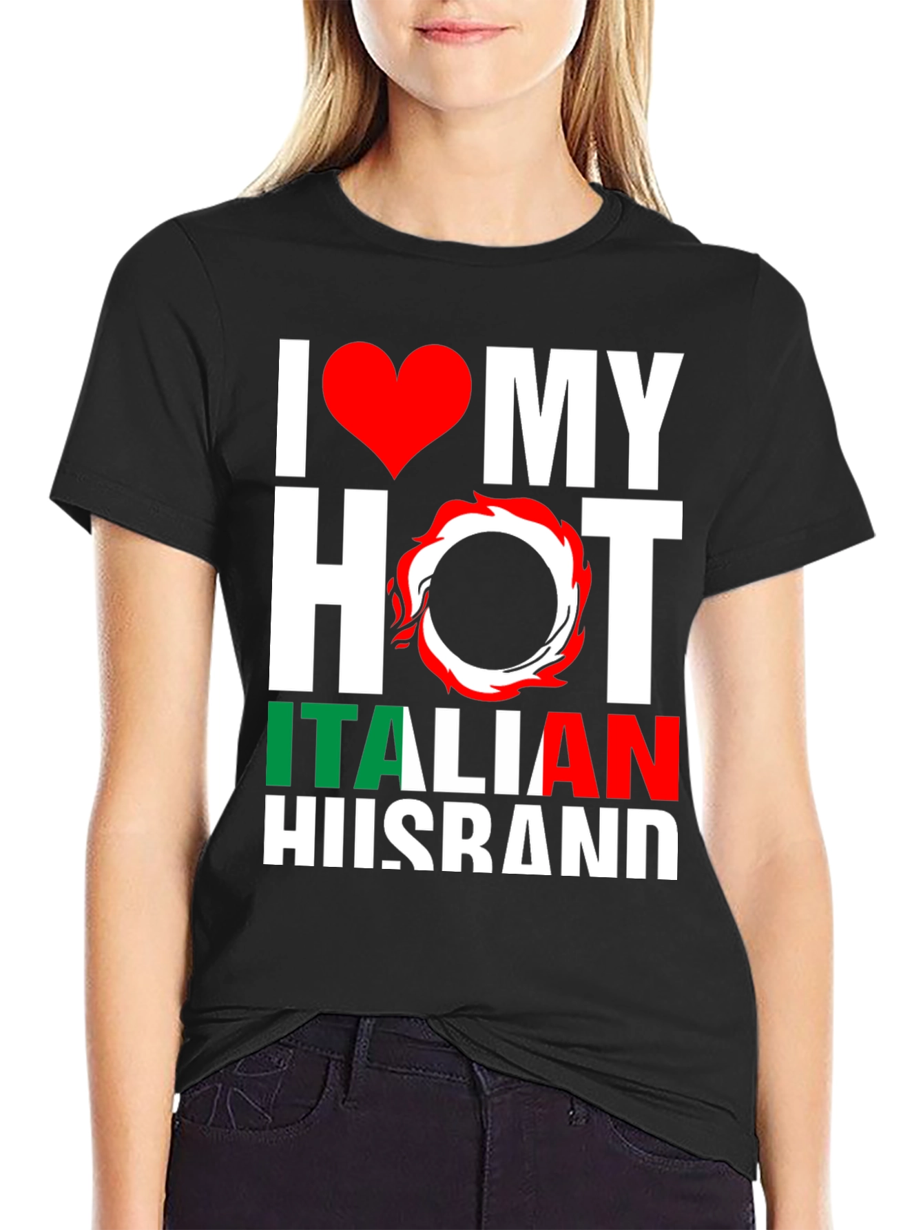 Black I Love My Hot Italian Husband T-Shirt view 2