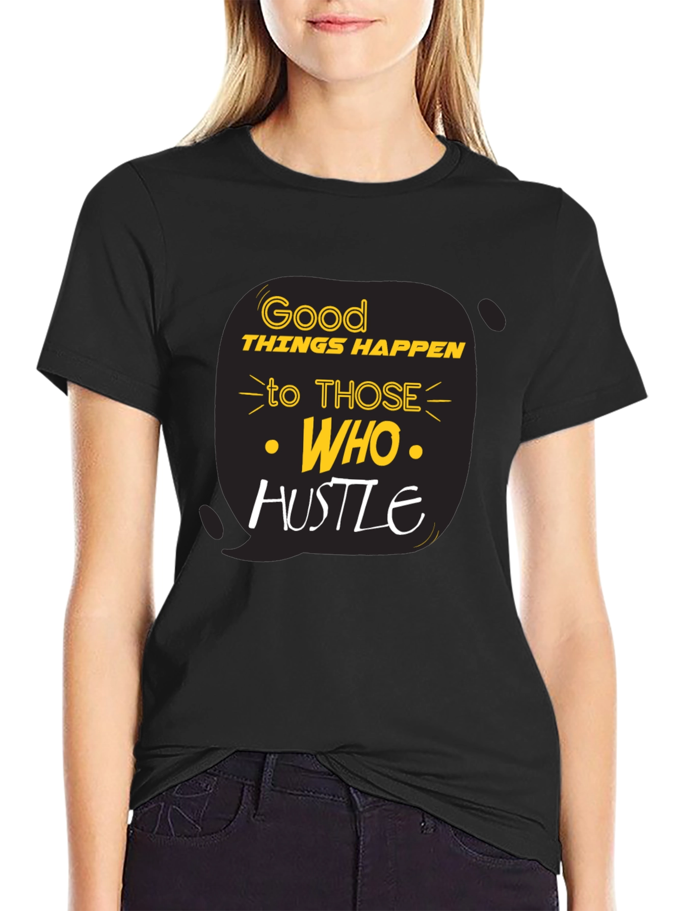 Black Good Things Happen T-Shirt Black Cotton Blend view 2