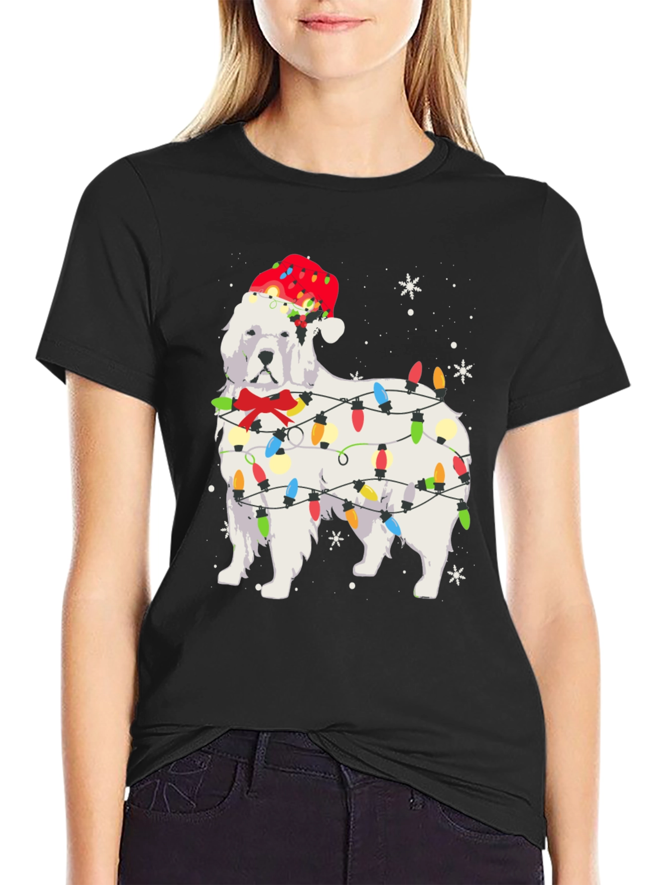 Festive Dog Christmas Lights T-Shirt - 2