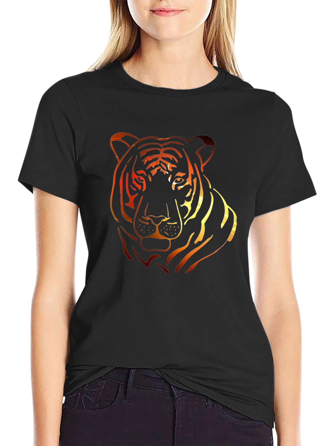 Black Fiery Tiger Graphic Tee - Bold Style view 2