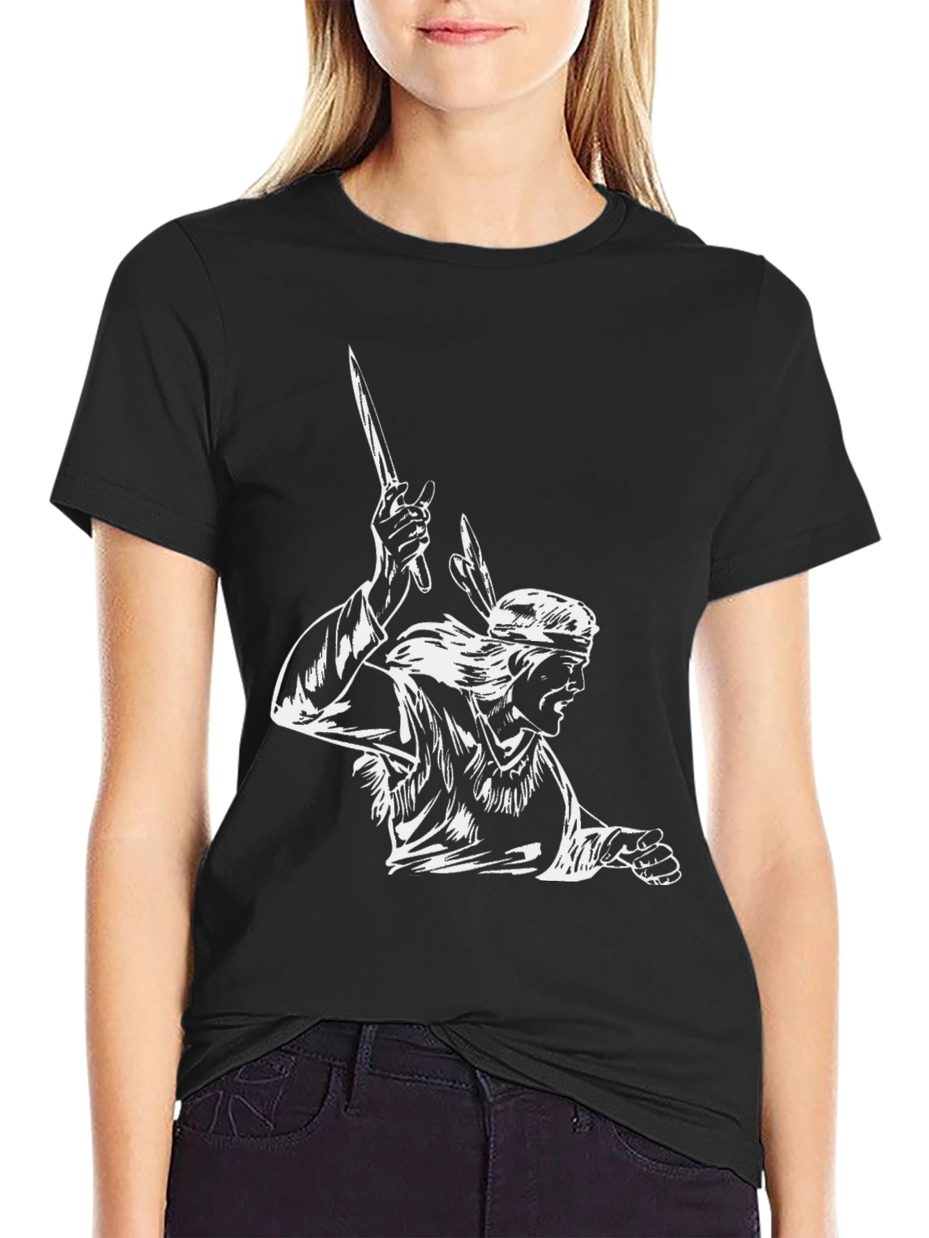 Black Warrior Graphic Tee - Stylish Black Cotton T-Shirt view 2
