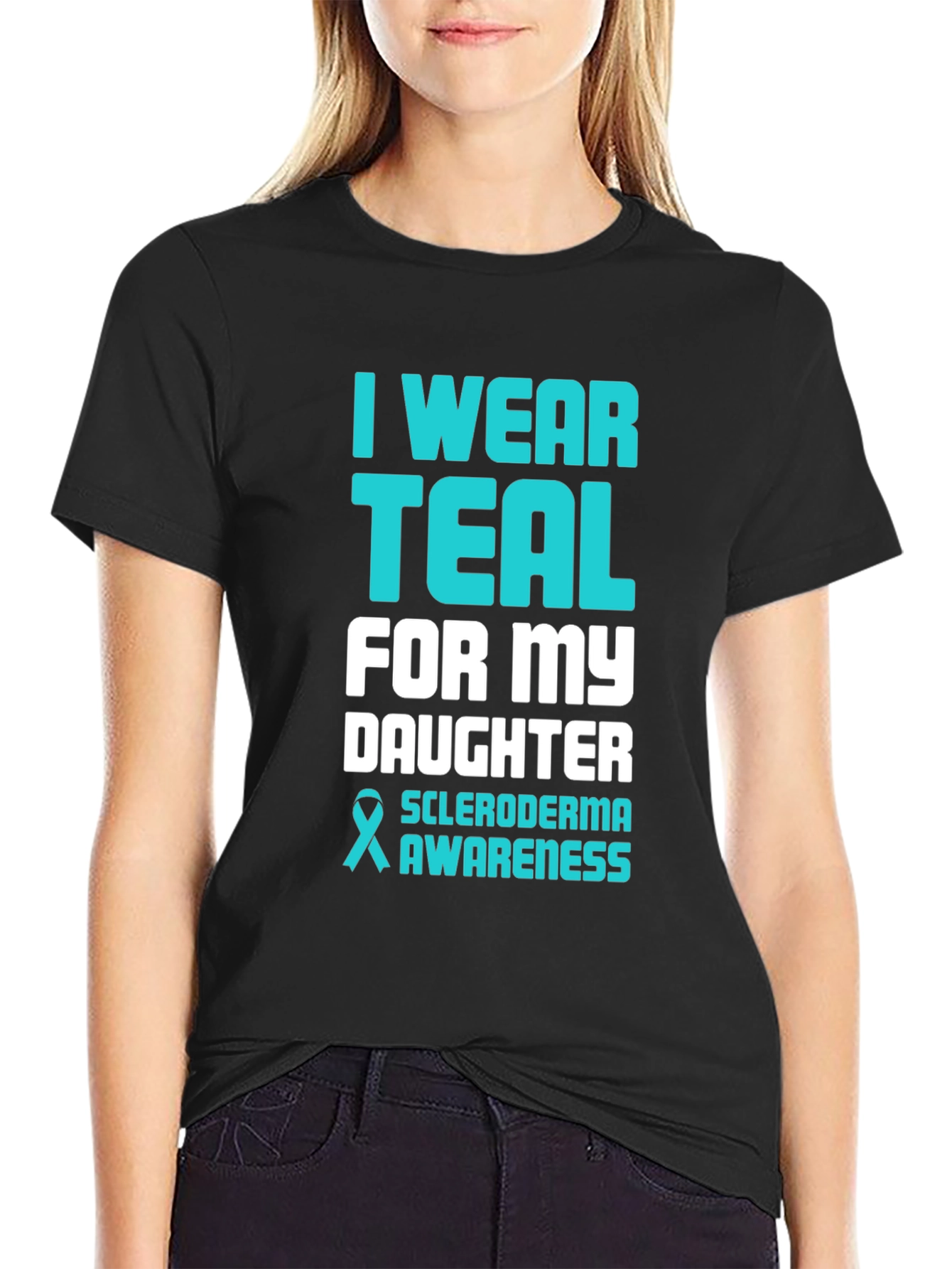 Black Teal Scleroderma Awareness T-Shirt view 2