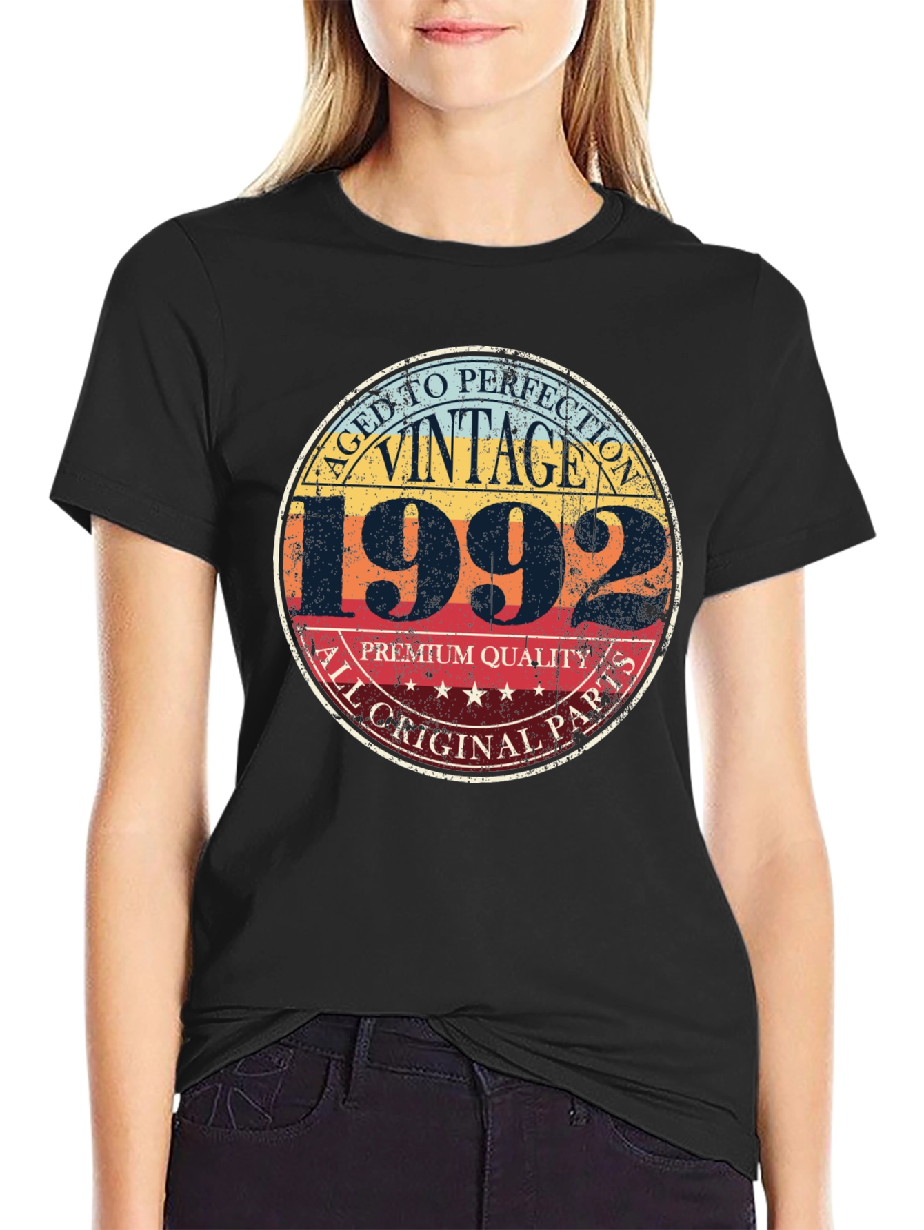 Black Vintage 1992 Aged To Perfection Graphic T-Shirt view 2