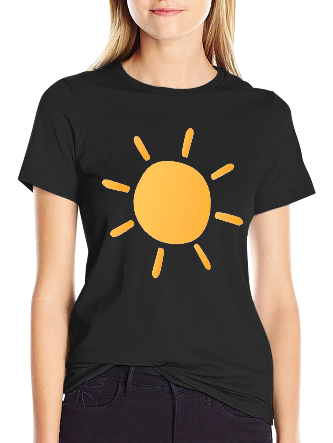Black Sunny Graphic Tee - Black Cotton T-Shirt view 2