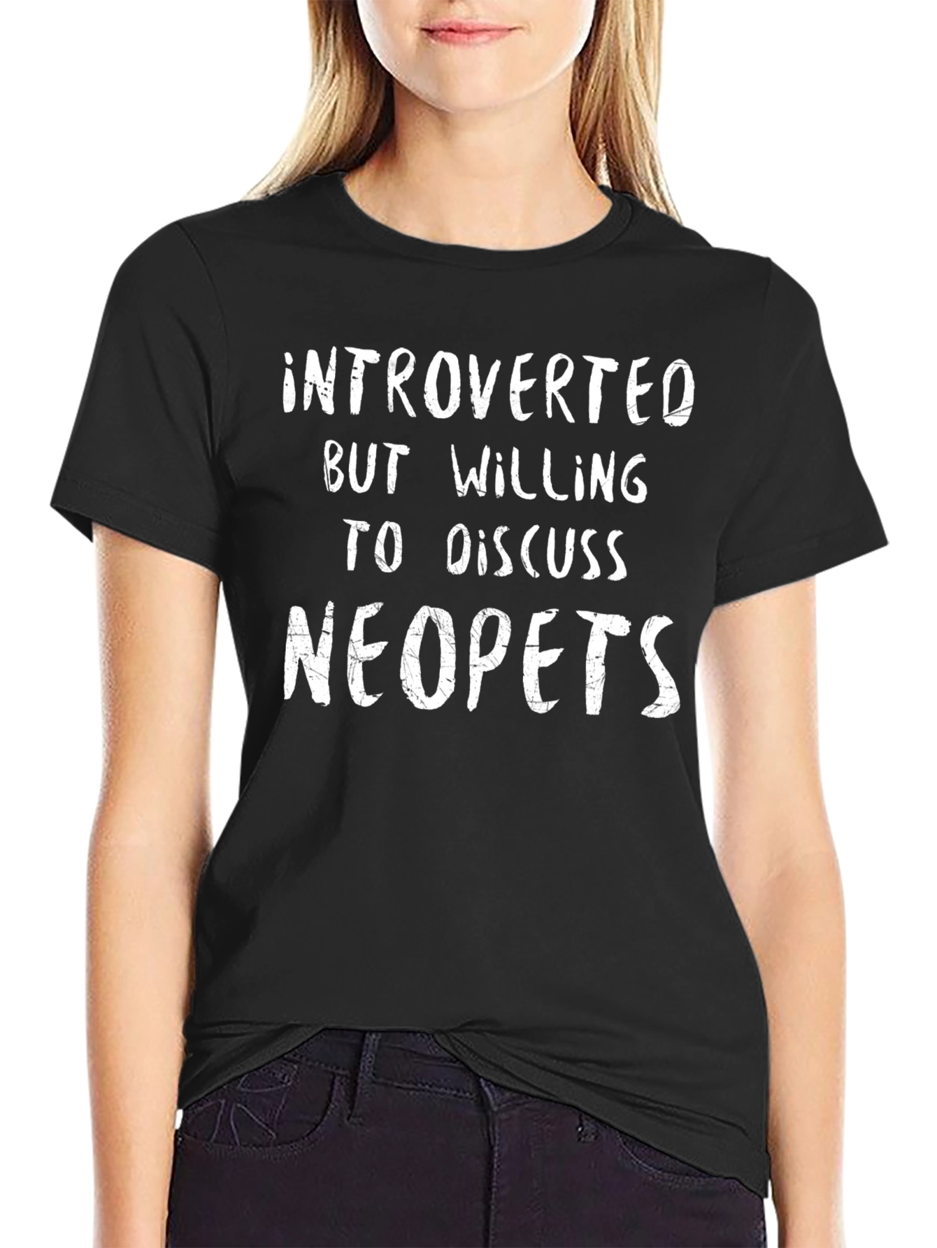 Black Introverted Neopets T-Shirt Funny Gamer Tee view 2