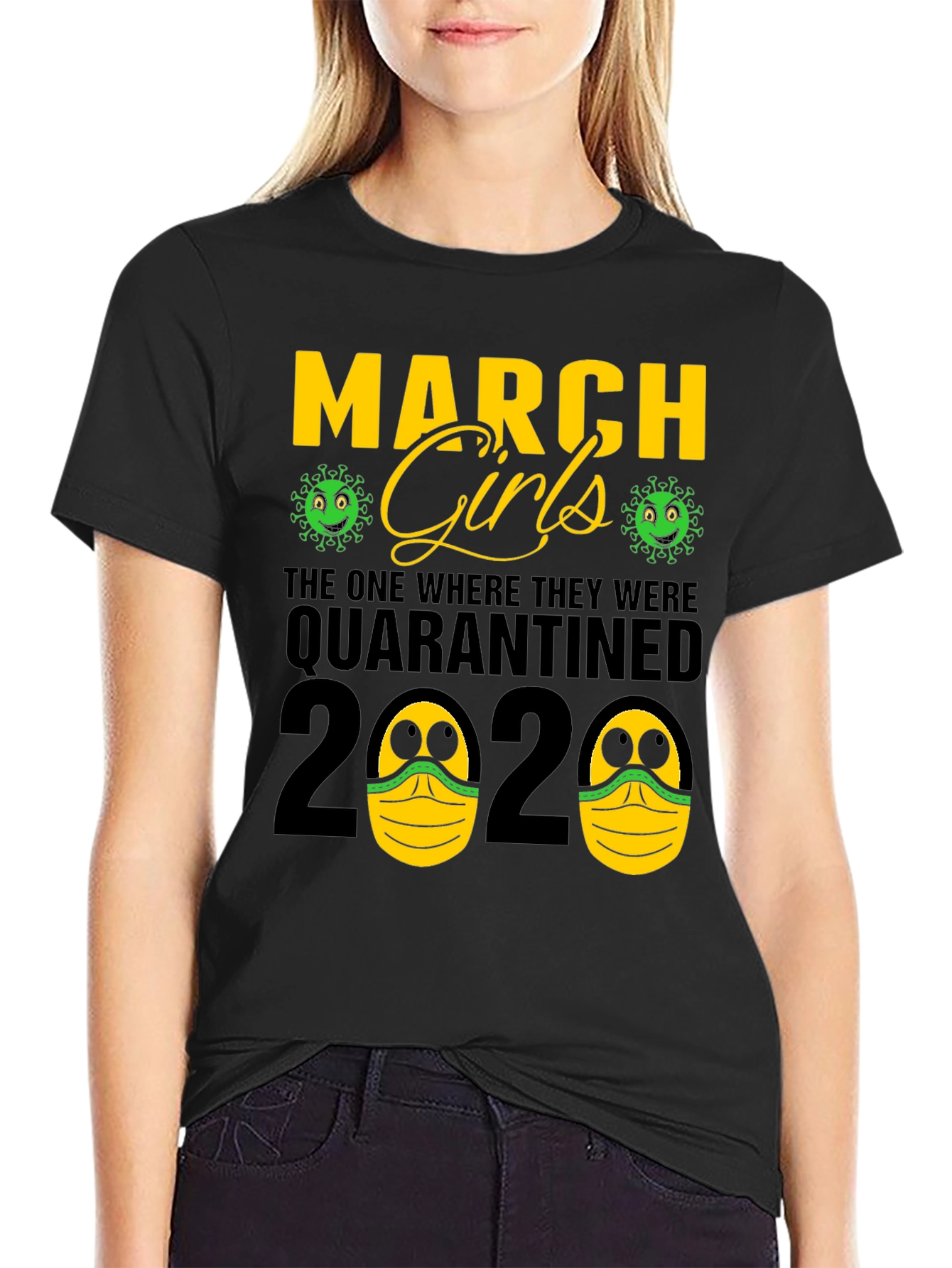 Black March Girls Quarantined 2020 Graphic Tee view 2