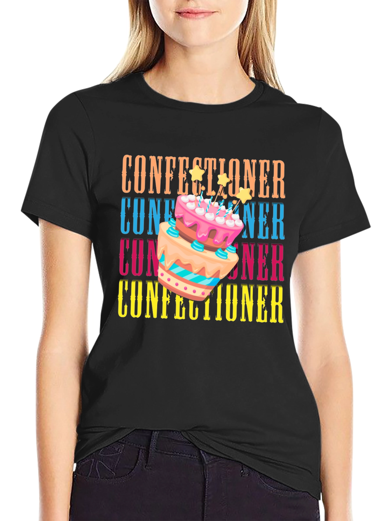 Black Confectioner Cake T-Shirt - Baking Lover's Tee view 2