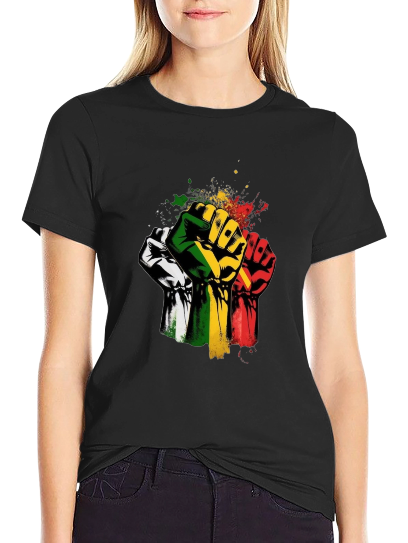 Black Empowered Fist Graphic T-Shirt - Black view 2