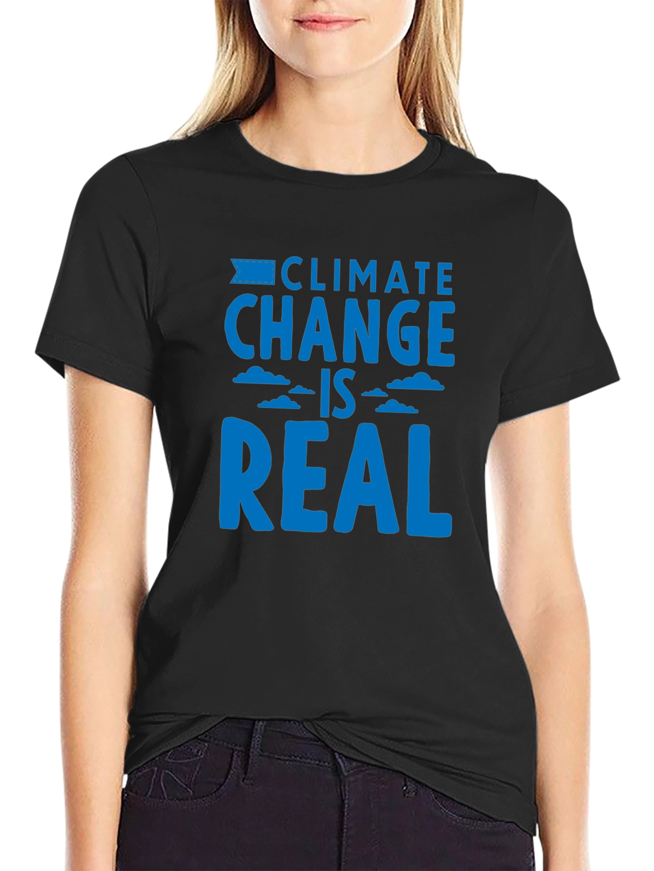 Black Climate Change is Real Graphic T-Shirt view 2