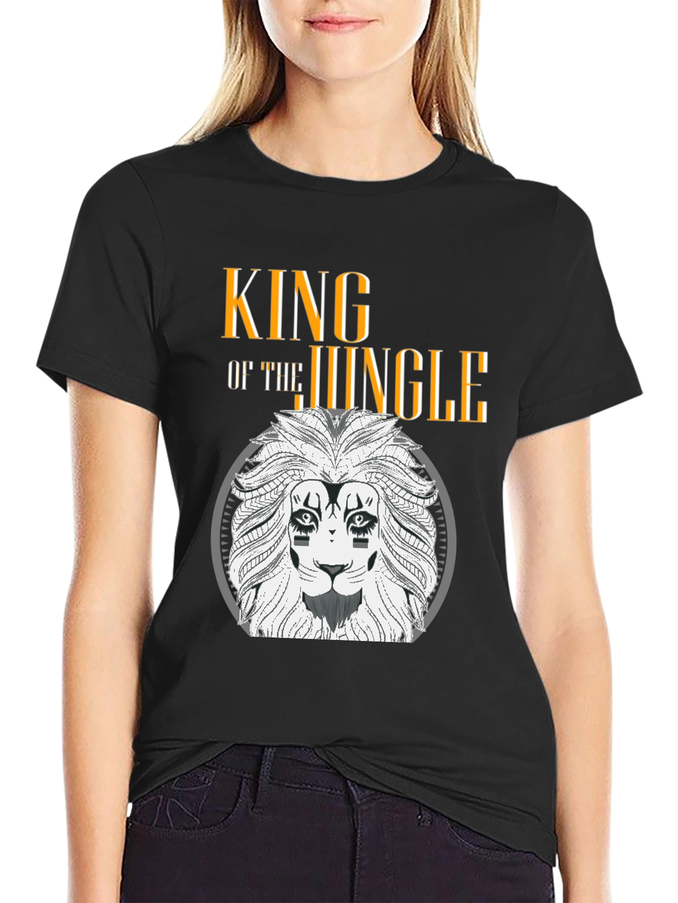 Black King of the Jungle Lion Graphic Tee view 2