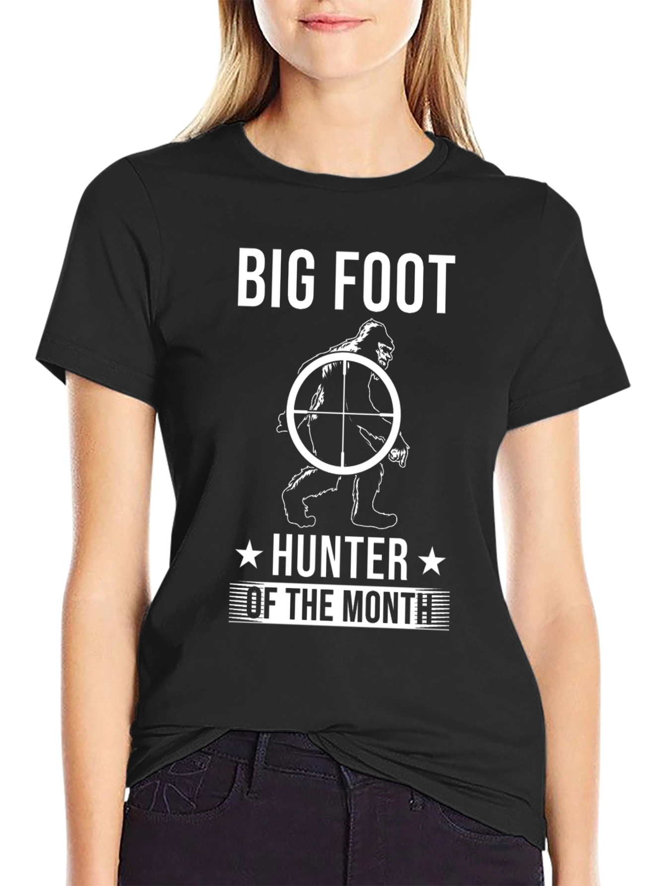 Black Bigfoot Hunter of the Month Graphic T-Shirt view 2