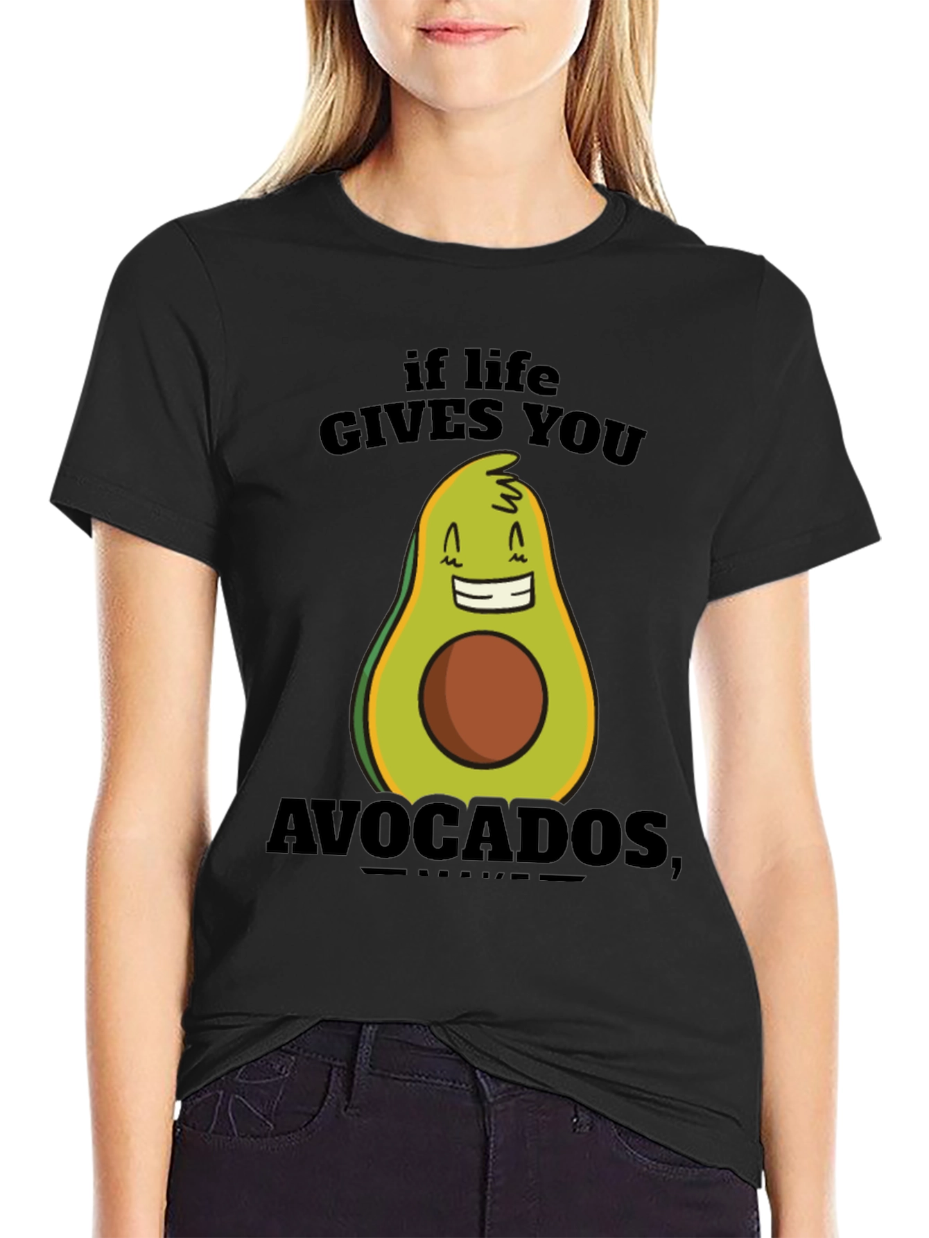 Black Funny Avocado T-Shirt - If Life Gives You Avocados view 2