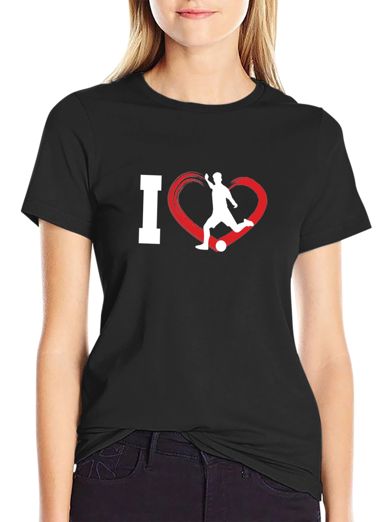 Black I Love Soccer T-Shirt - Passionate Sportswear view 2
