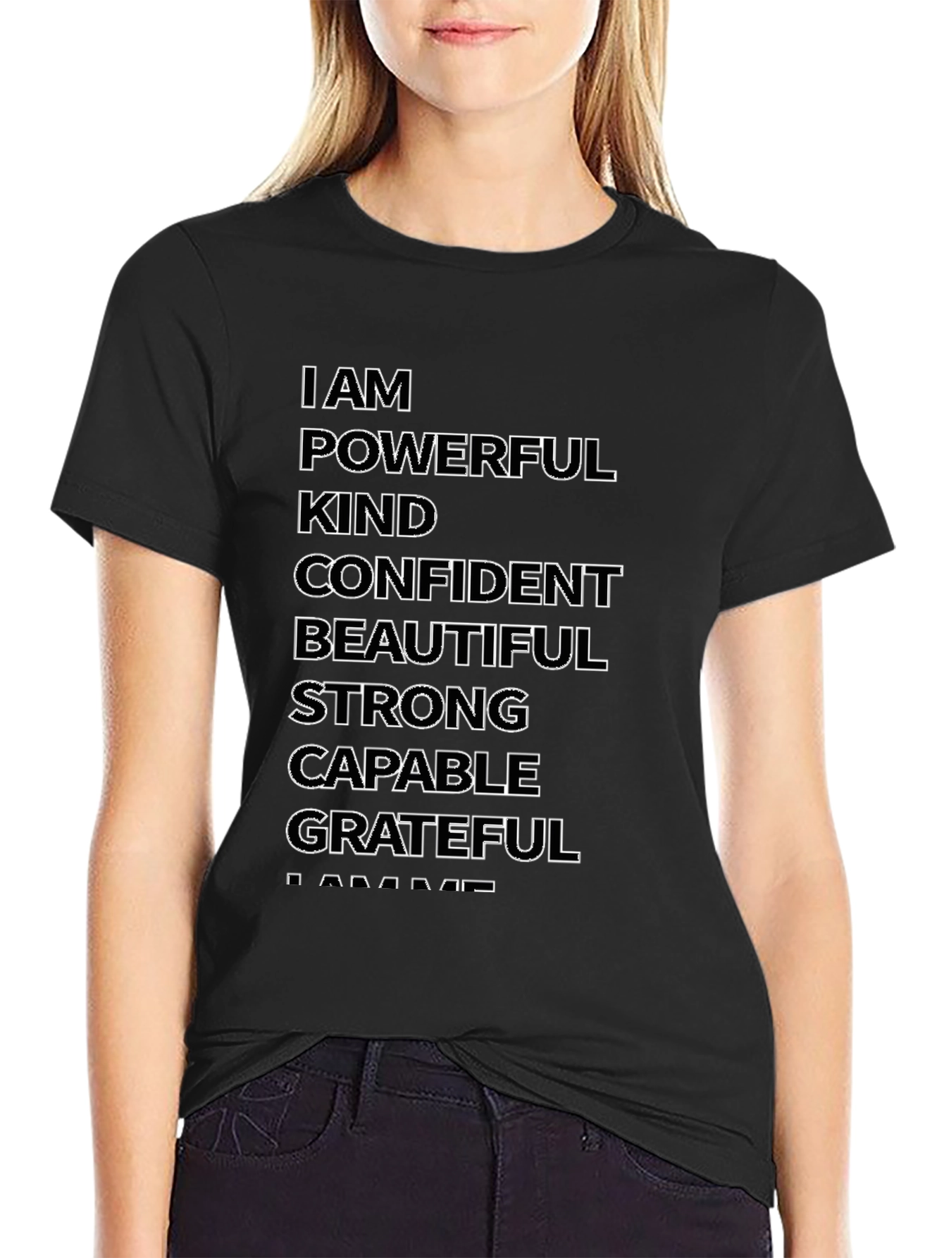 Black Affirmation T-Shirt: I AM Powerful, Kind, Confident, Grateful  view 2