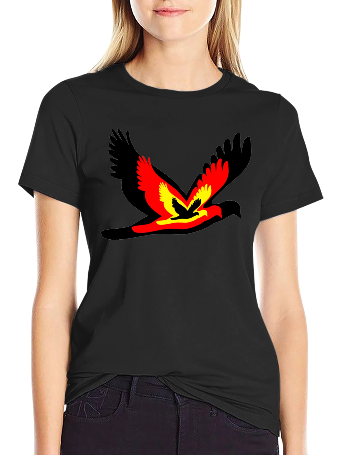 Black Bird Graphic Black T-Shirt - Unique Design view 2