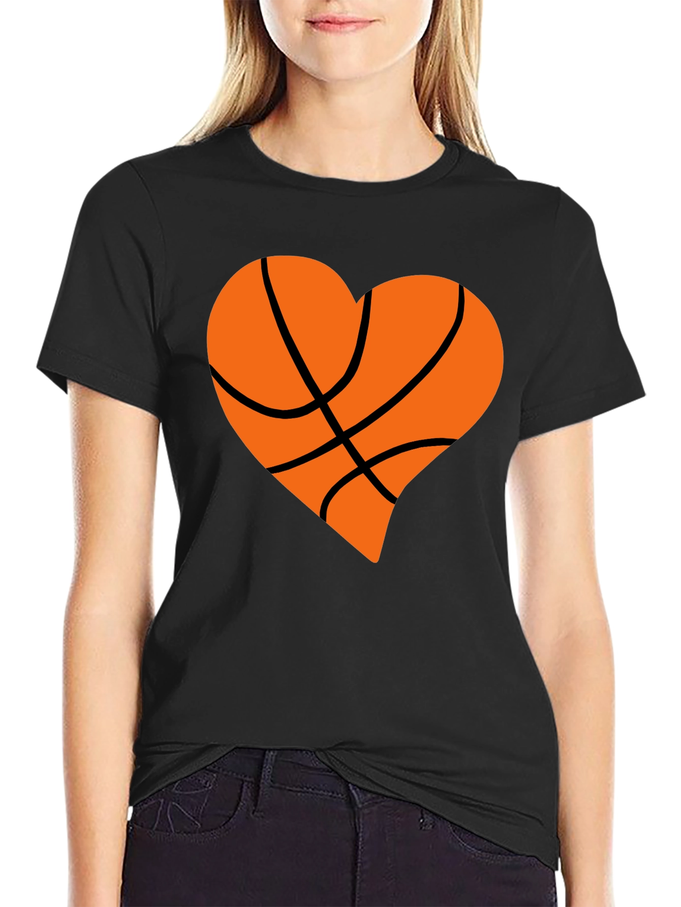 Basketball Heart Graphic Tee - Black - 2