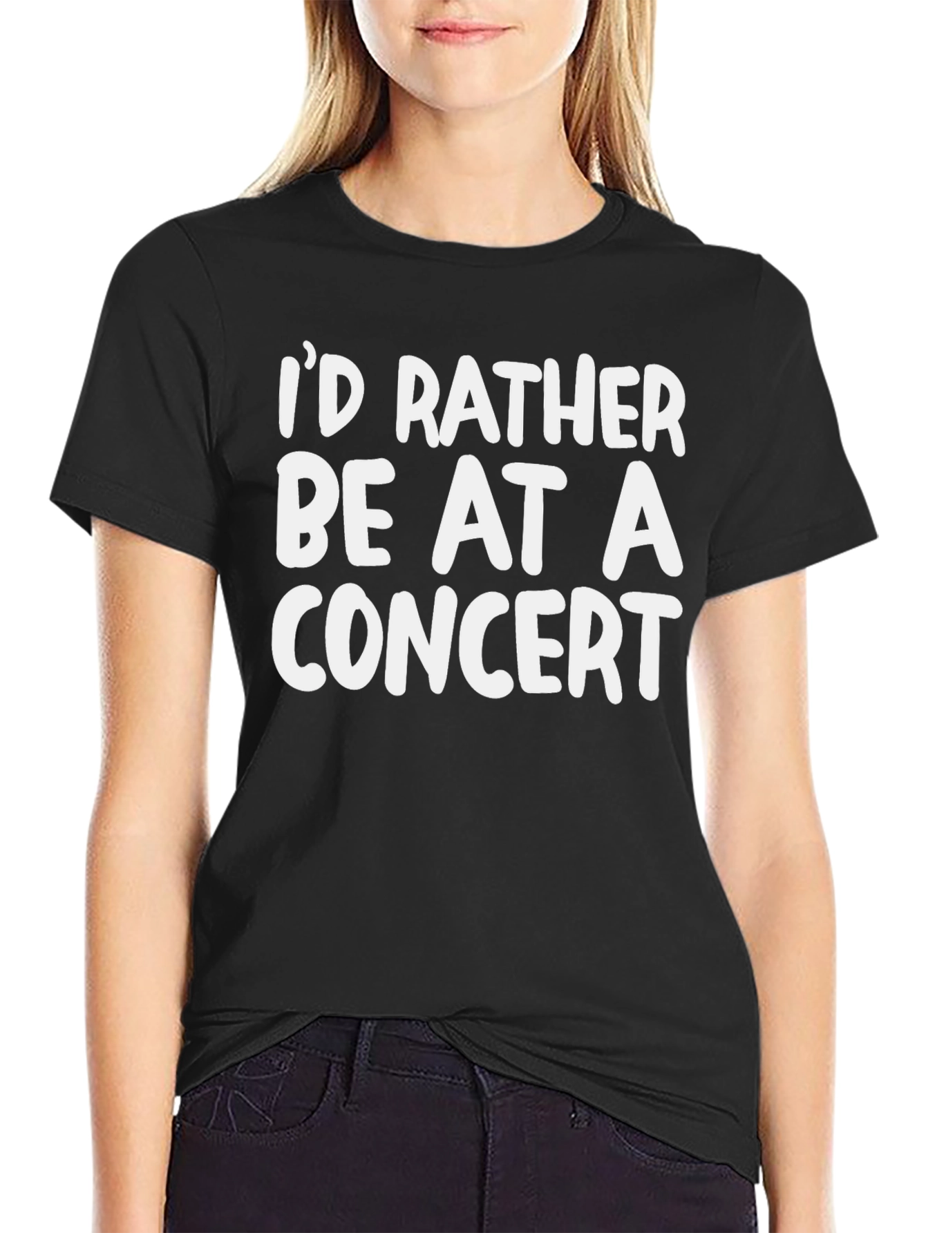 Black Concert Lover's Tee: I'd Rather Be At A Concert view 2