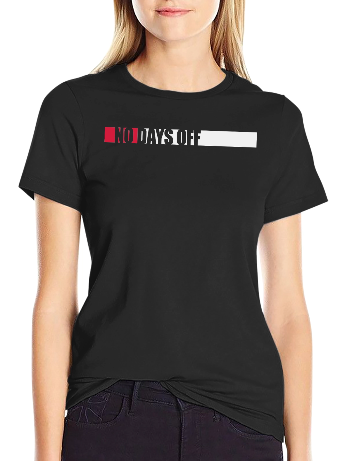 Black No Days Off Graphic Tee - Black Cotton Blend view 2