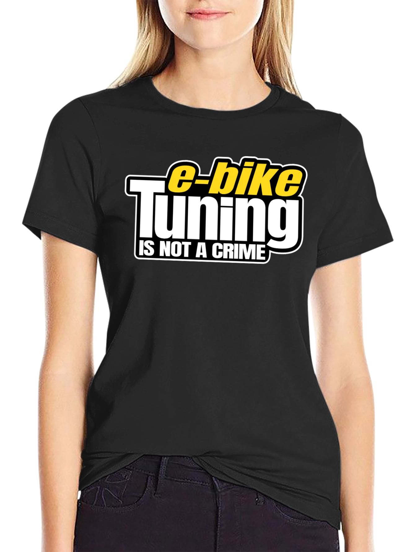 Black E-Bike Tuning Is Not a Crime Black T-Shirt view 2