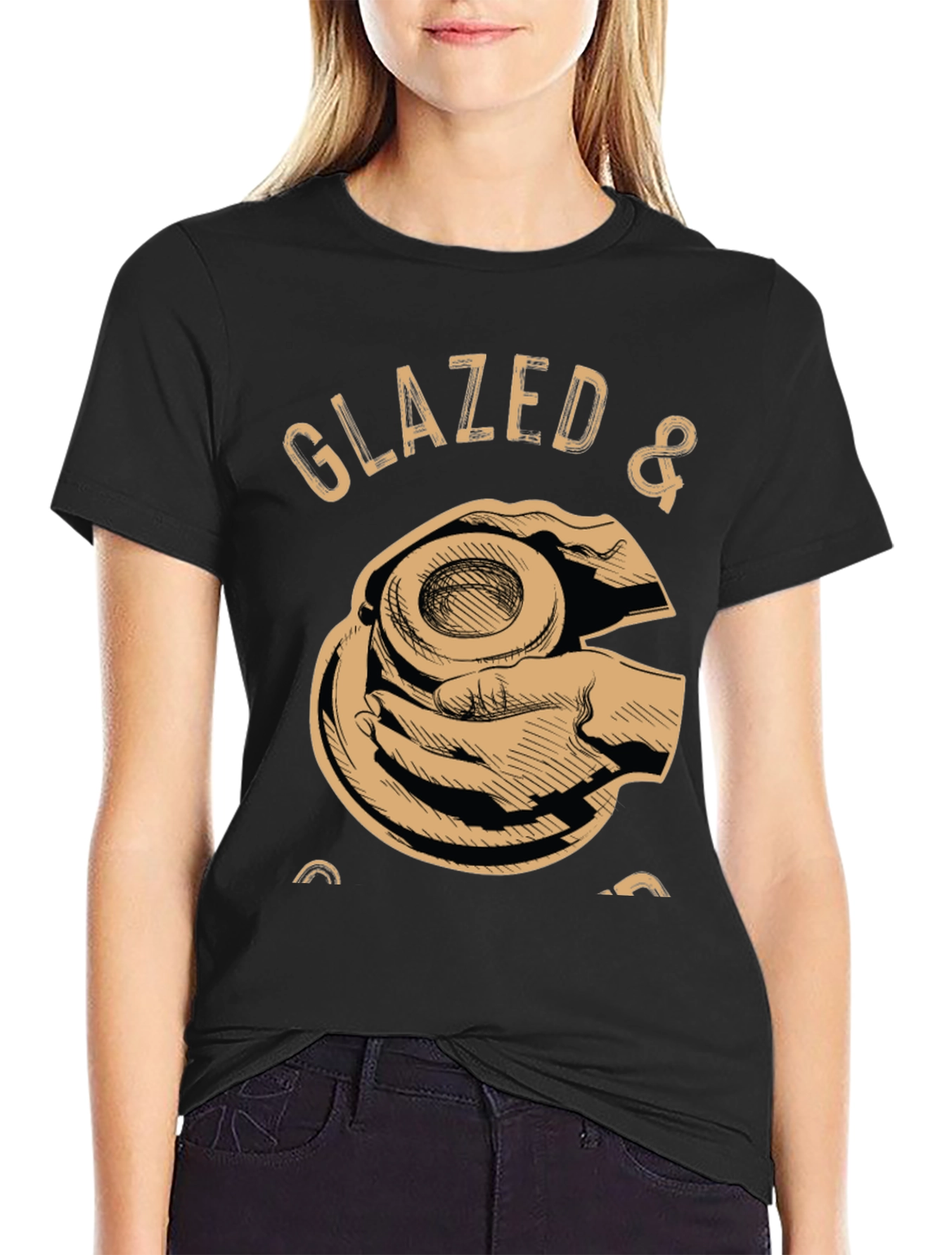 Black Glazed & Confused Donut Lover Graphic T-Shirt view 2