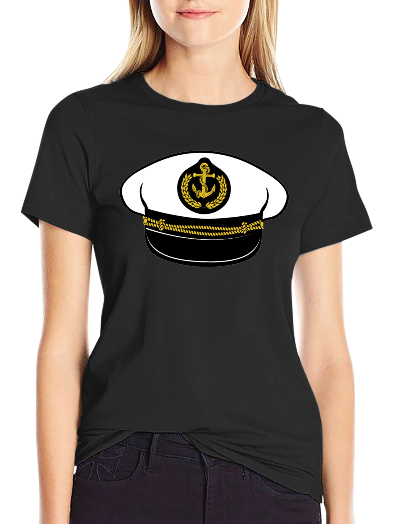 Nautical Captain Hat Graphic Tee - Black - 2