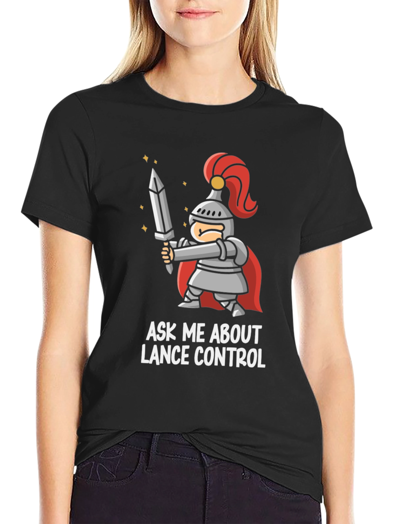 Black Ask Me About Lance Control T-Shirt view 2