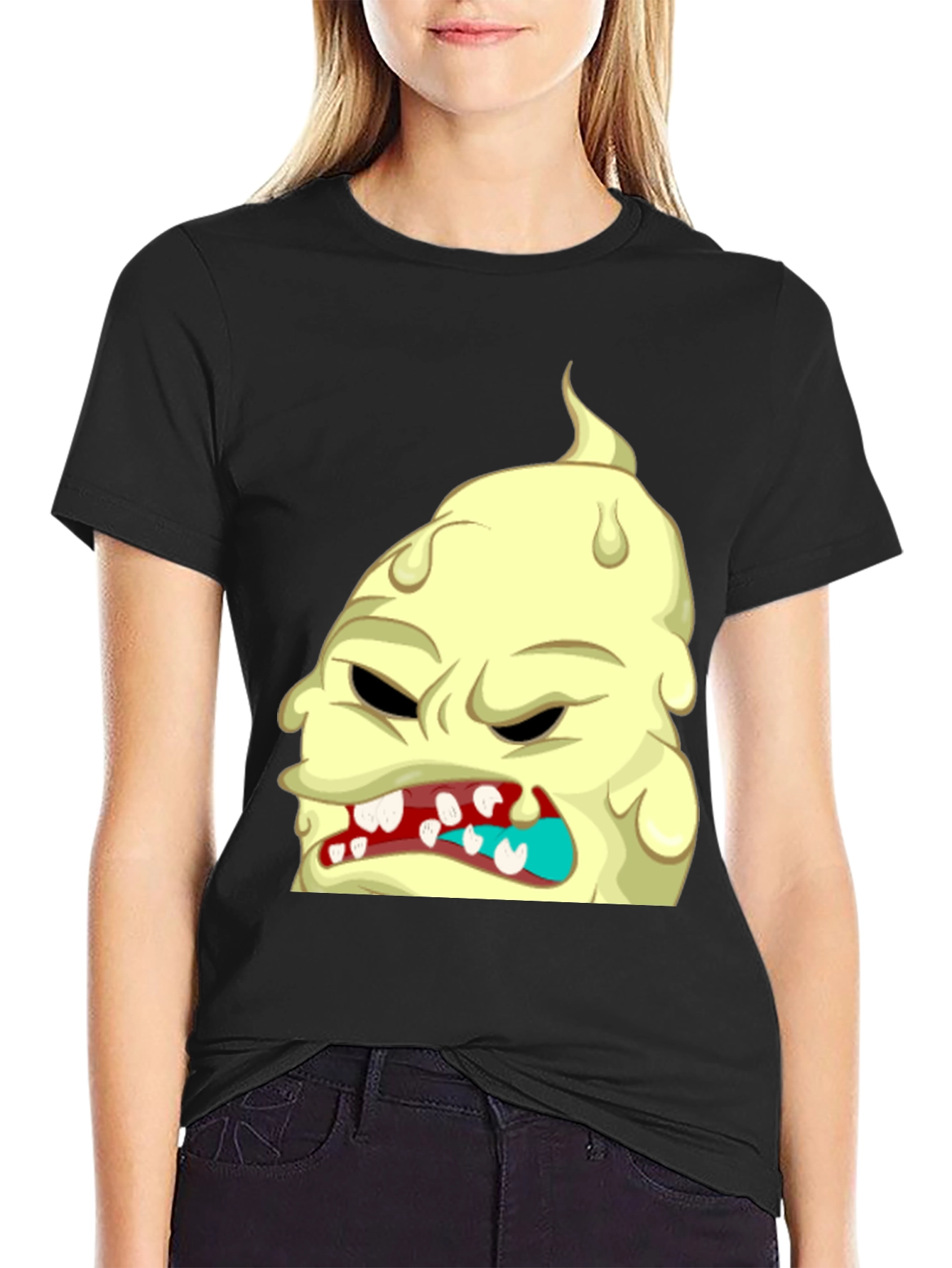 Black Monster Graphic T-Shirt - Unique Cartoon Tee view 2