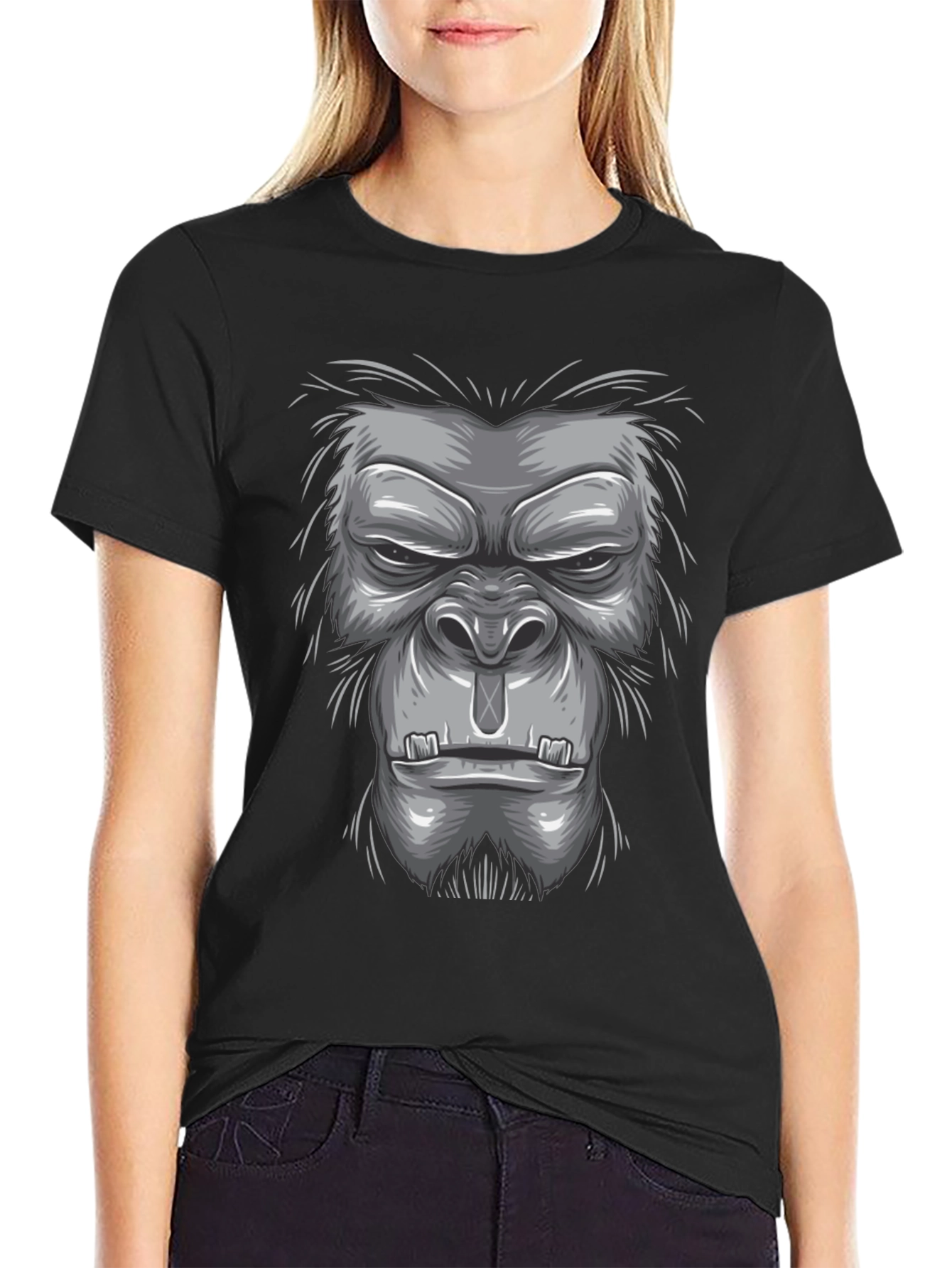 Black Gorilla Graphic Tee - Bold Animal Design view 2