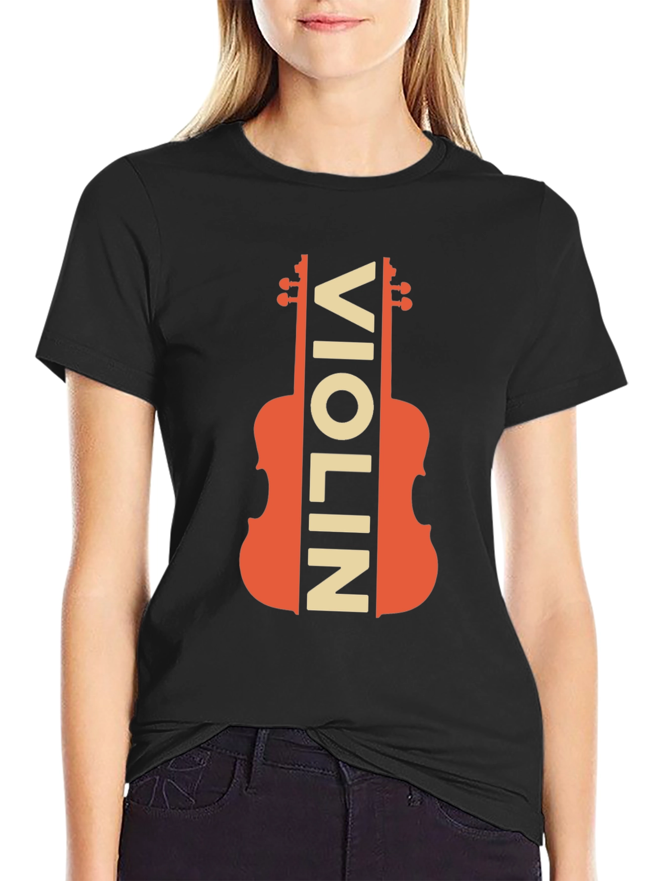 Black Violin Graphic Tee - Musician's Novelty T-Shirt view 2