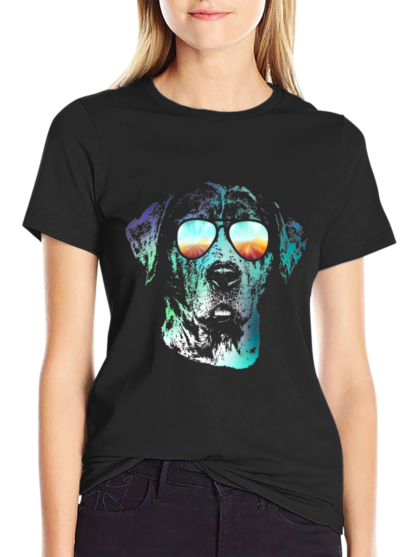 Black Cool Dog Graphic Tee - Black Cotton view 2