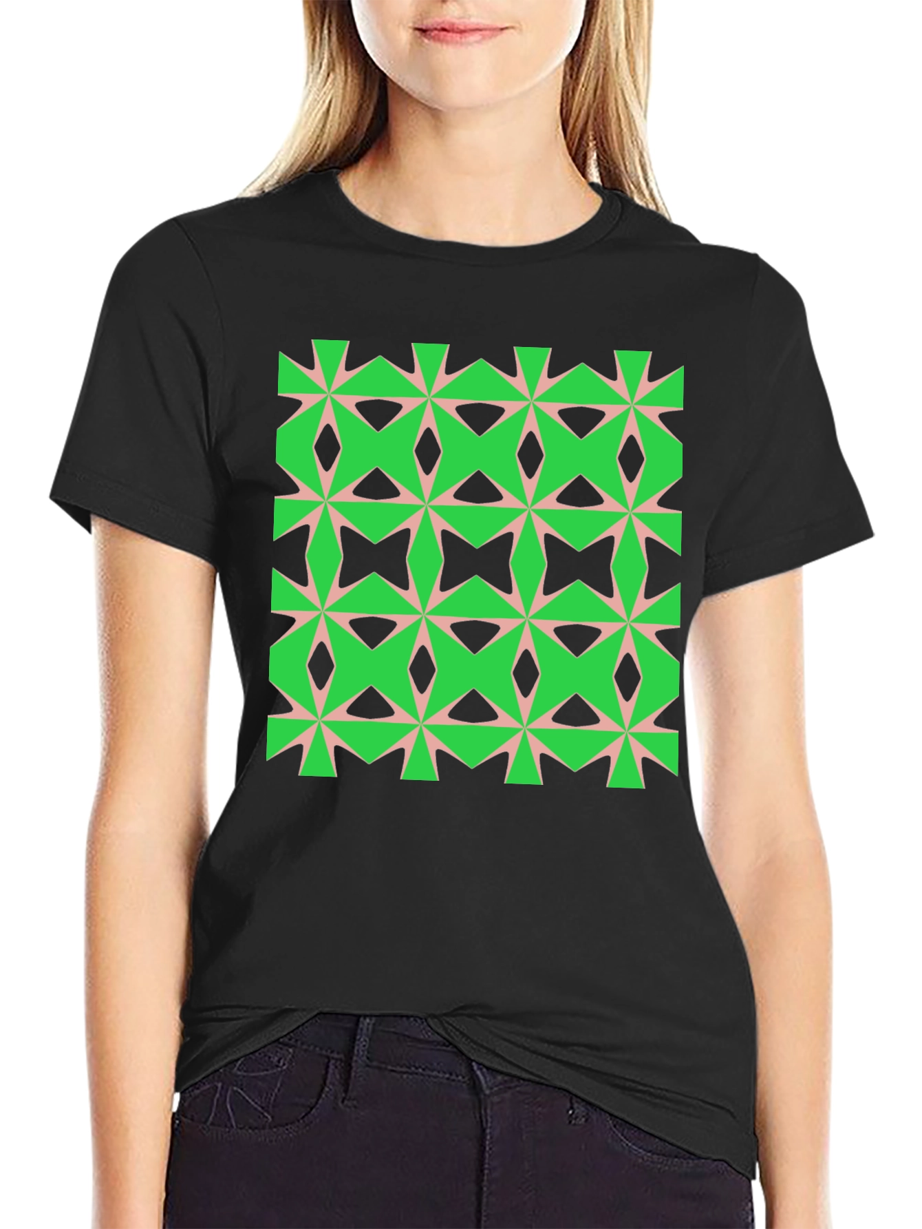 Black Geometric Pattern Tee view 2