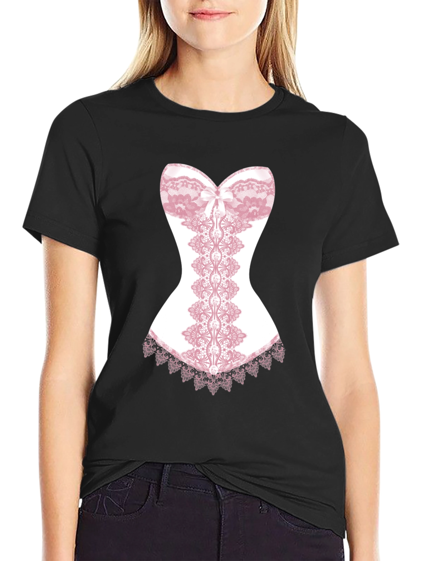 Black Novelty Corset Graphic T-Shirt view 2
