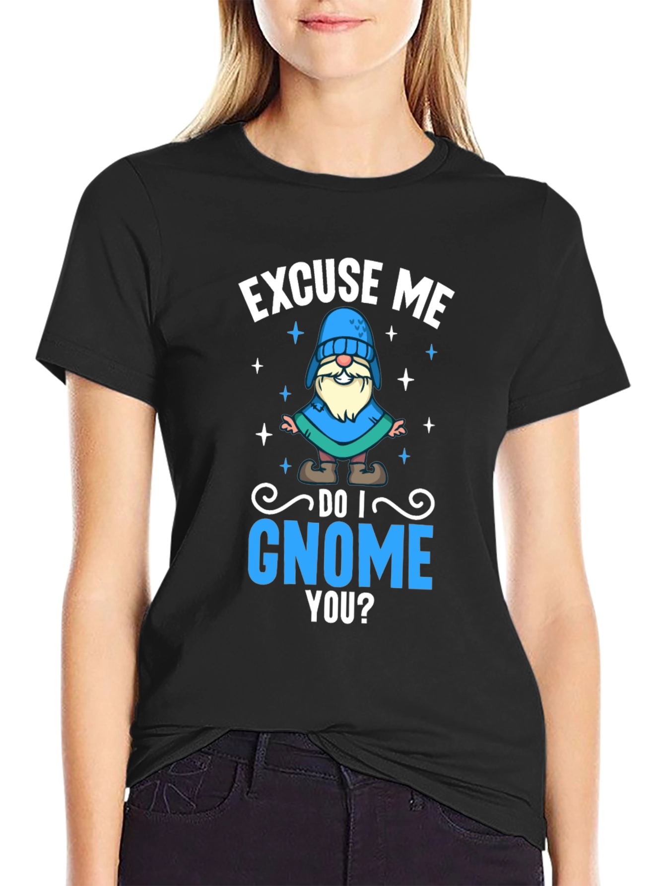Black Excuse Me Do I Gnome You T-Shirt view 2