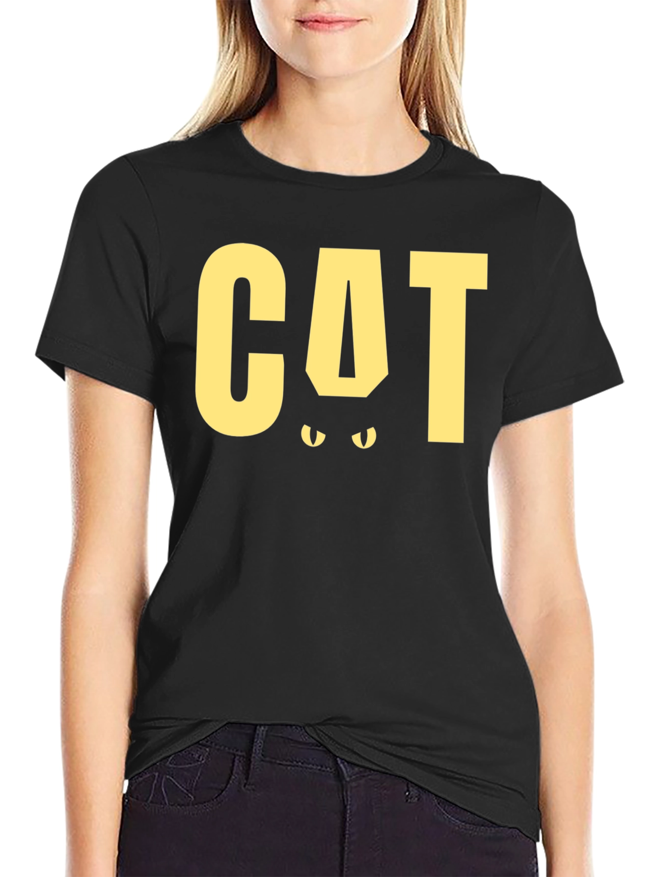 Black Cool Cat Graphic Tee - Black Cotton view 2