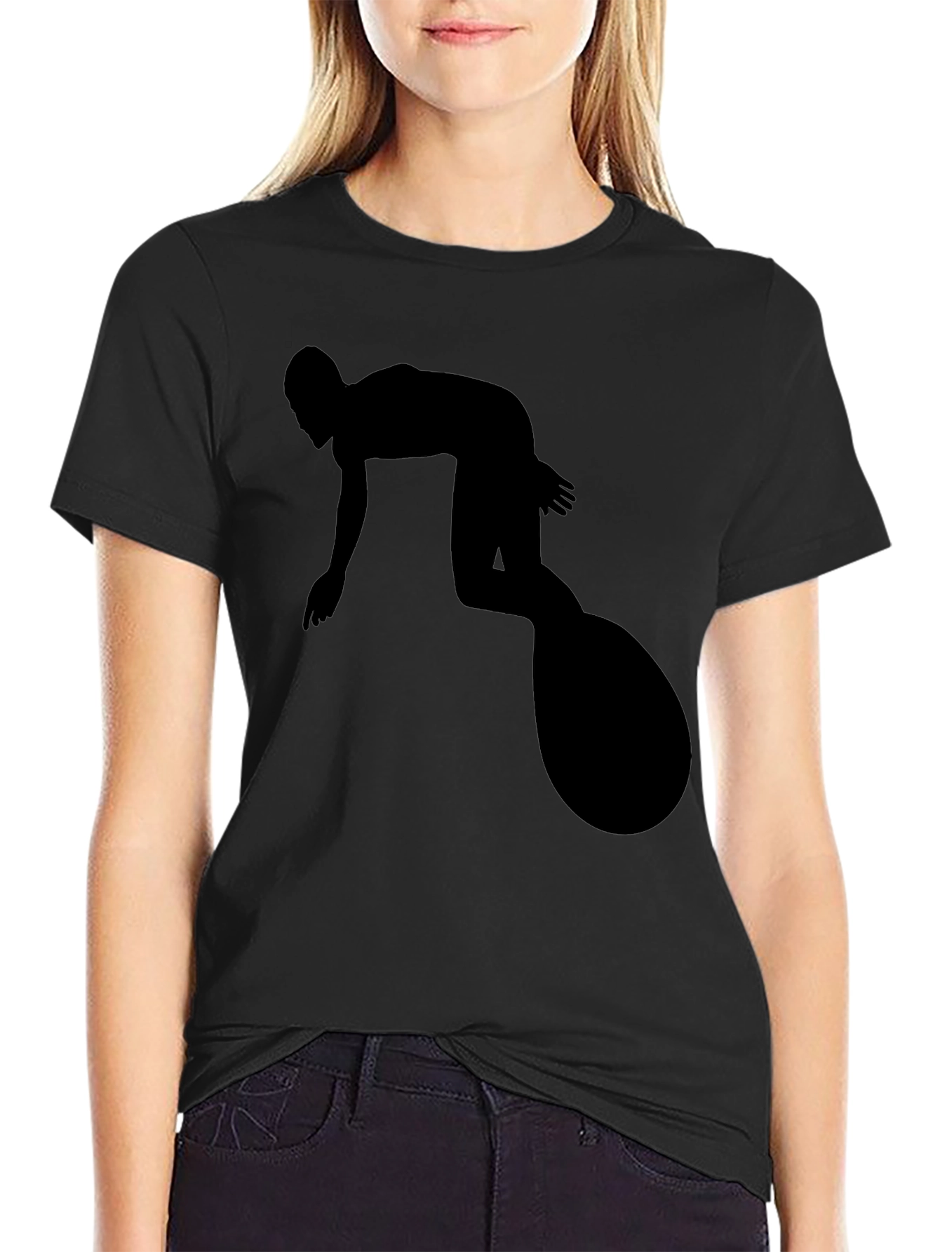 Black Surfer Silhouette Black T-Shirt view 2