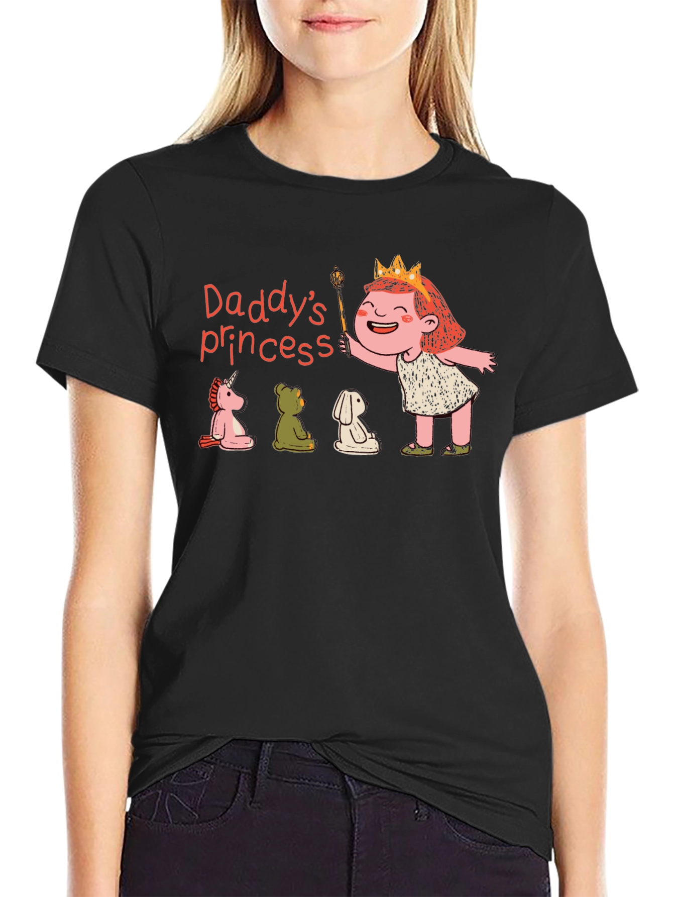 Black Daddy's Princess T-Shirt, Cute Cartoon Design view 2
