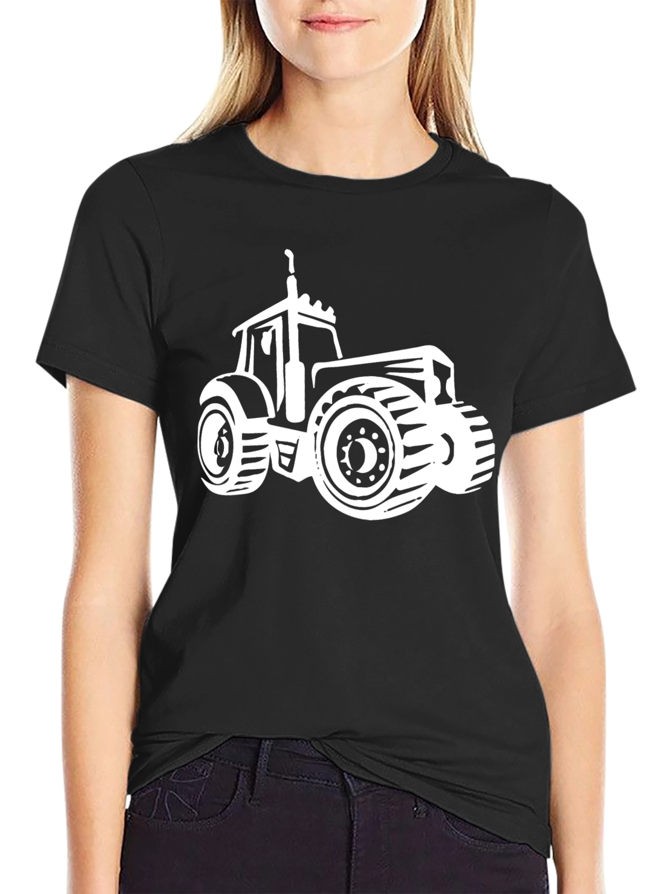 Black Tractor Graphic Tee - Black Cotton Farm Shirt view 2