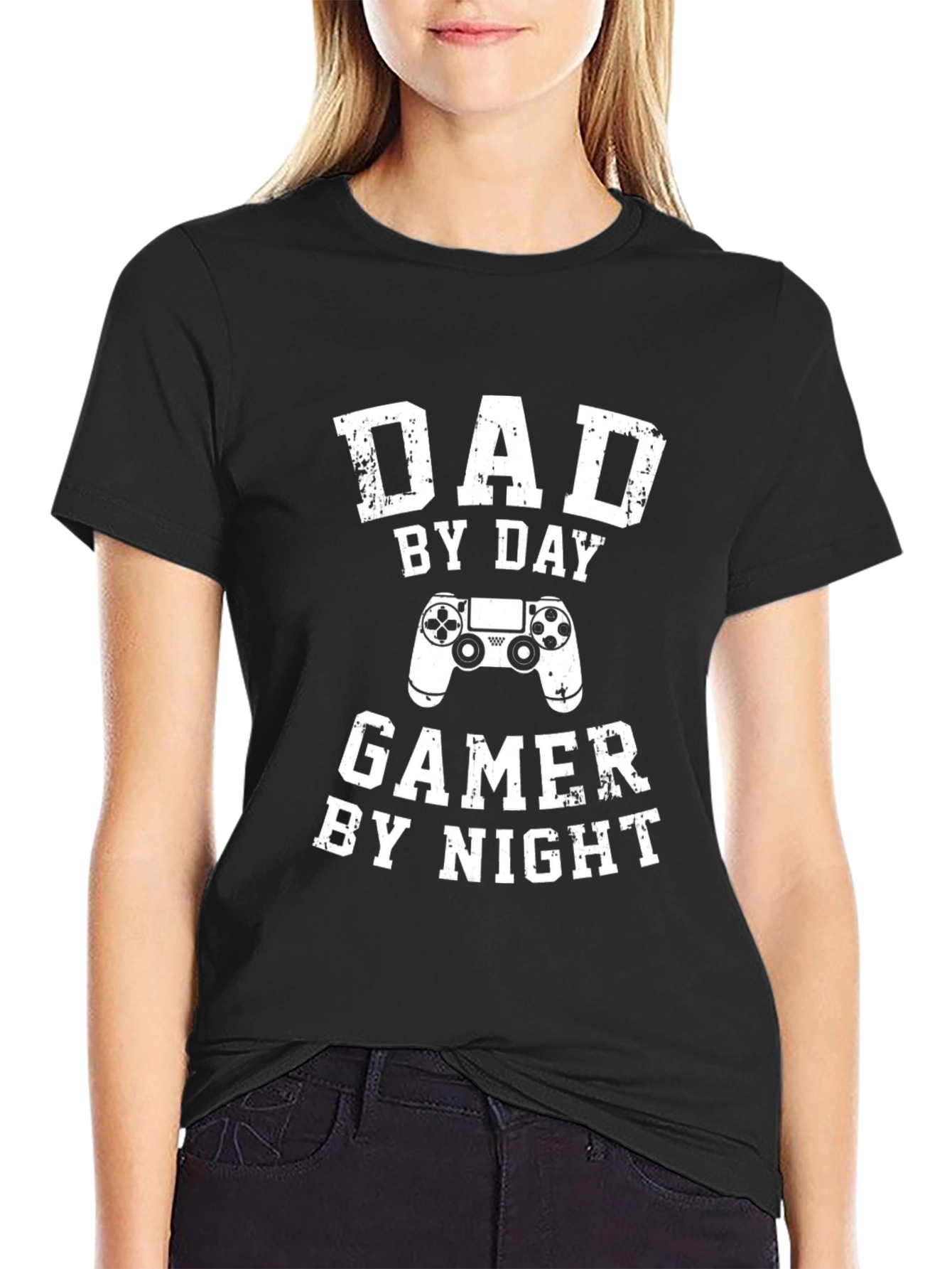 Black Dad By Day Gamer By Night Black T-Shirt view 2