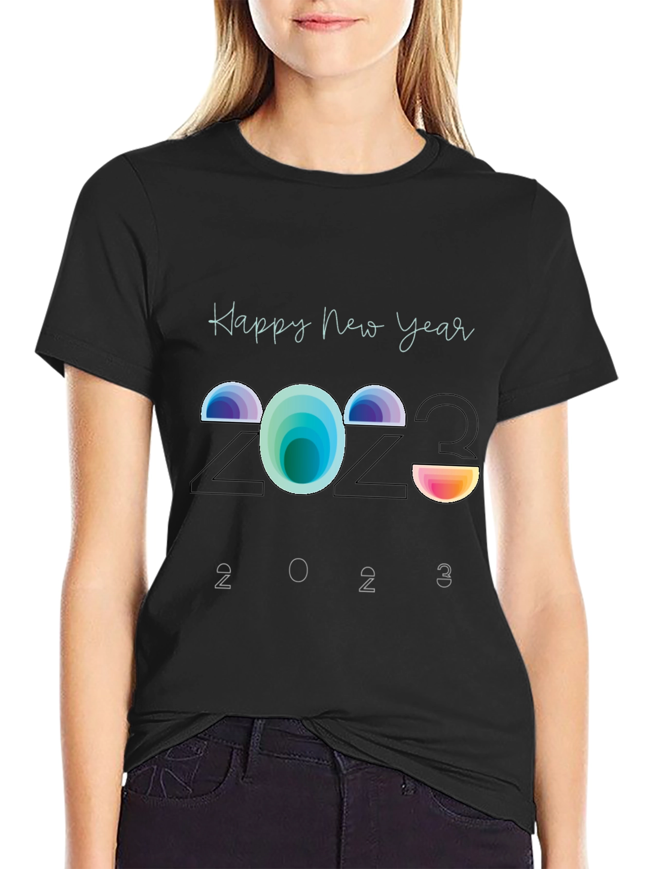 Black Happy New Year 2023 Graphic Tee view 2