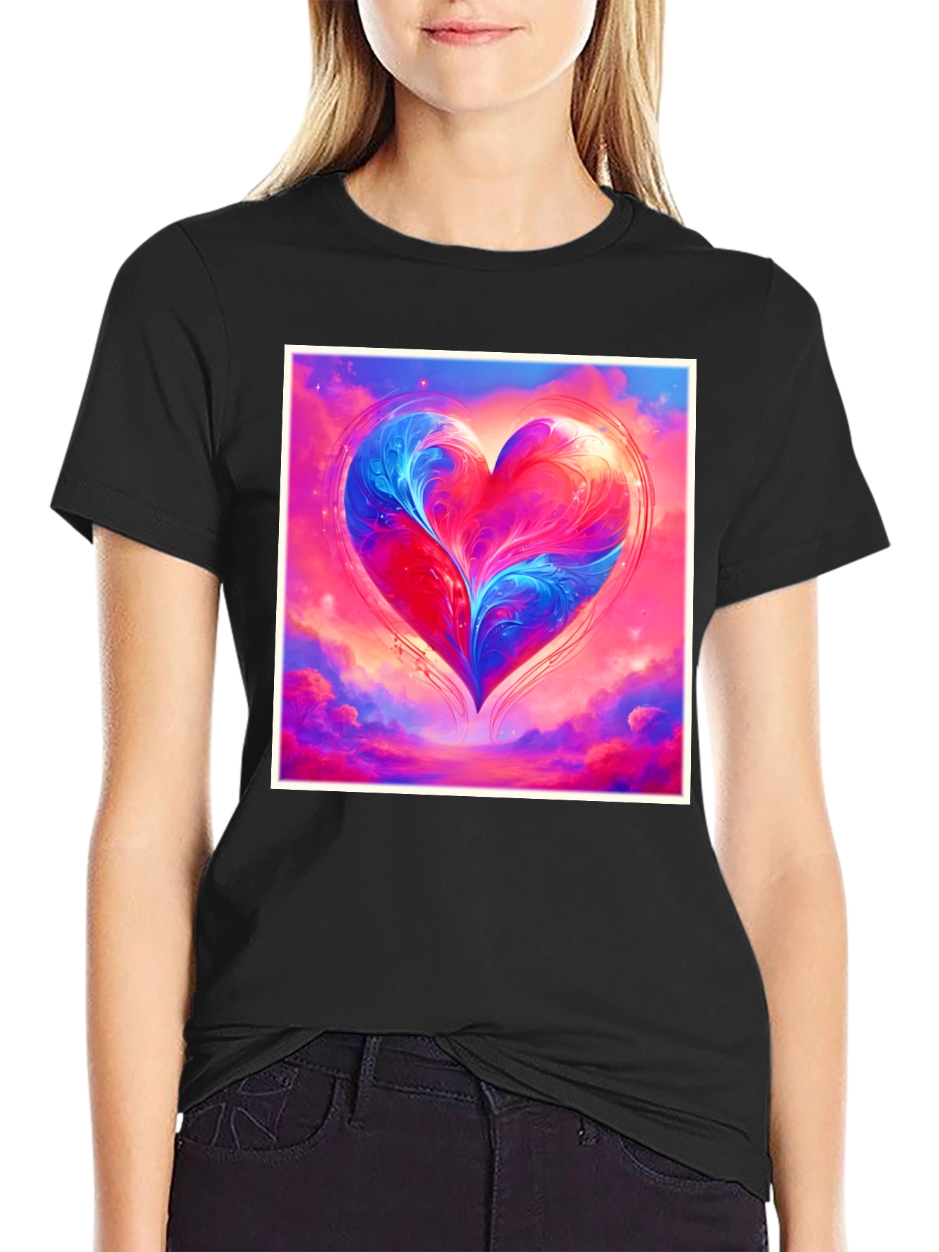 Black Heart Art Tee - Abstract Love Design view 2